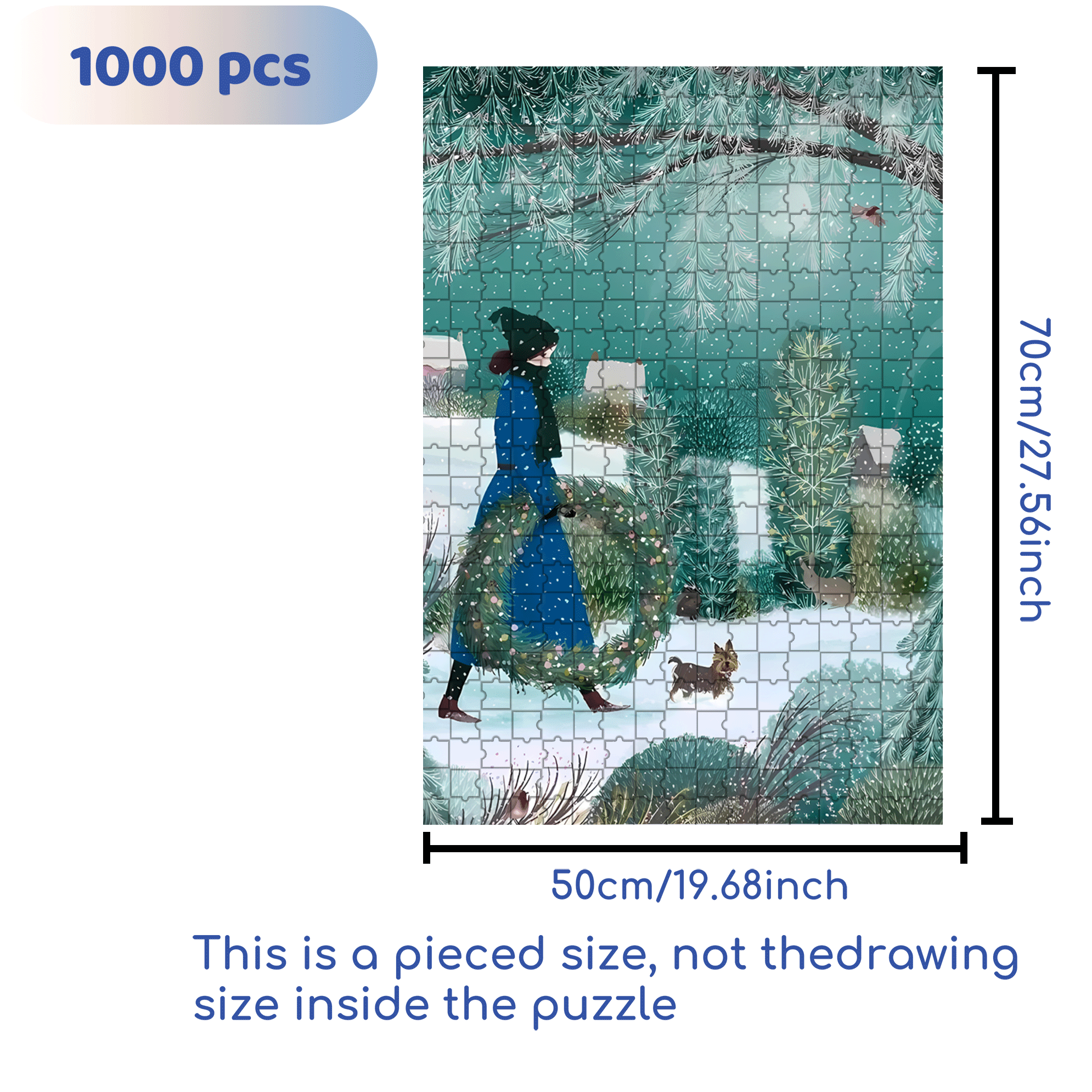 A Small Forest In Winter 500pcs/1000pcs Jigsaw Puzzle, Scratch-Resistant, Interactive Family Game & Brain-Boosting DIY Decor, Perfect for Halloween, Christmas & New Year Gifts, Family Puzzle Game