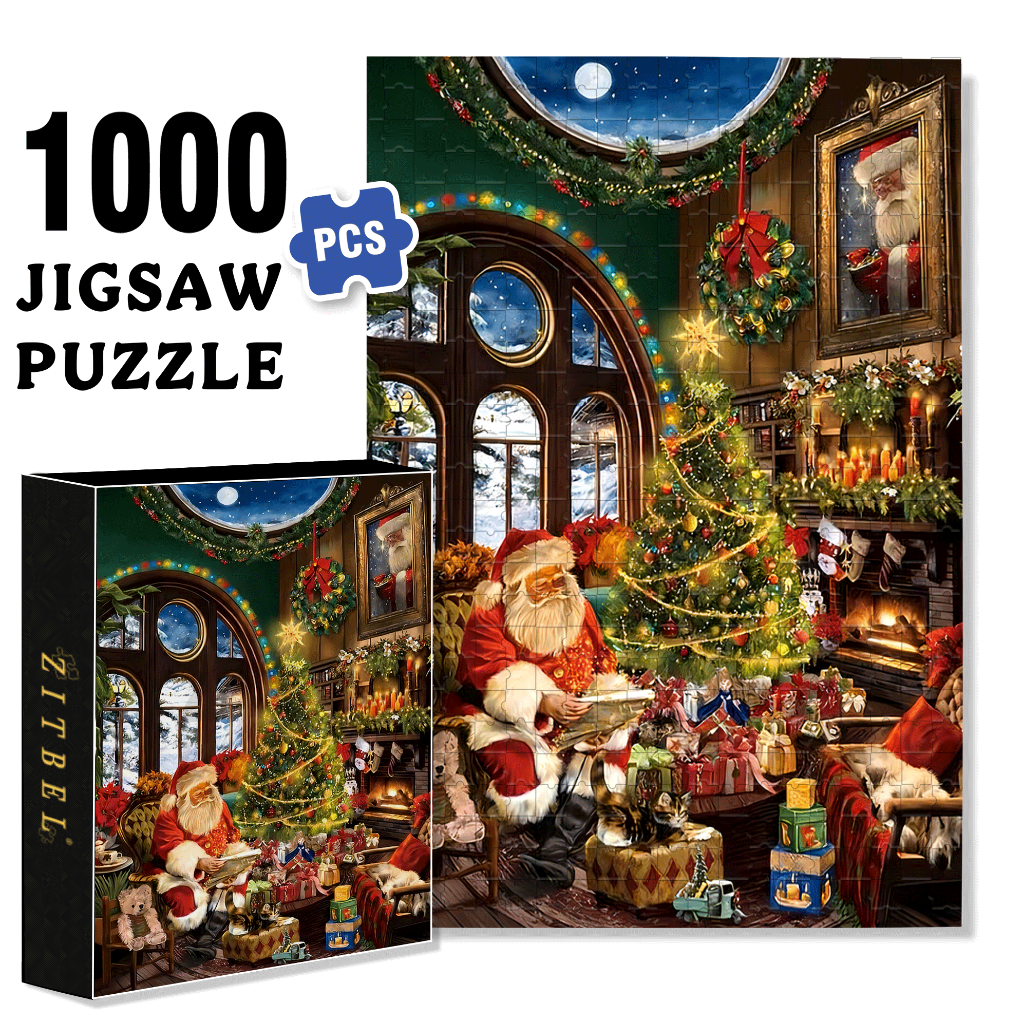 A Warm And Cozy Christmas Eve 500pcs/1000pcs Jigsaw Puzzle, Scratch-Resistant, Interactive Family Game & Brain-Boosting DIY Decor, Perfect for Halloween, Christmas & New Year Gifts, Family Puzzle Game