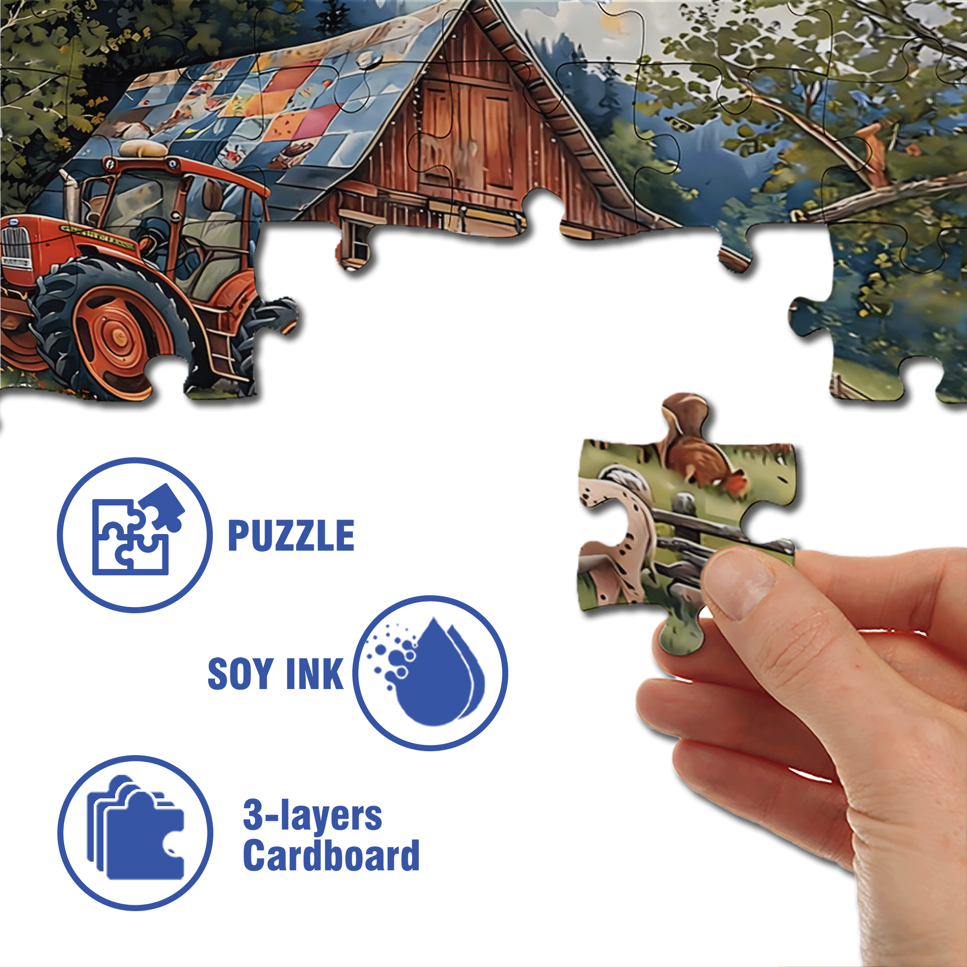 A Warm Farmhouse Style 500pcs/1000pcs Jigsaw Puzzle, Scratch-Resistant, Interactive Family Game & Brain-Boosting DIY Decor, Perfect for Halloween, Christmas & New Year Gifts, Family Puzzle Game