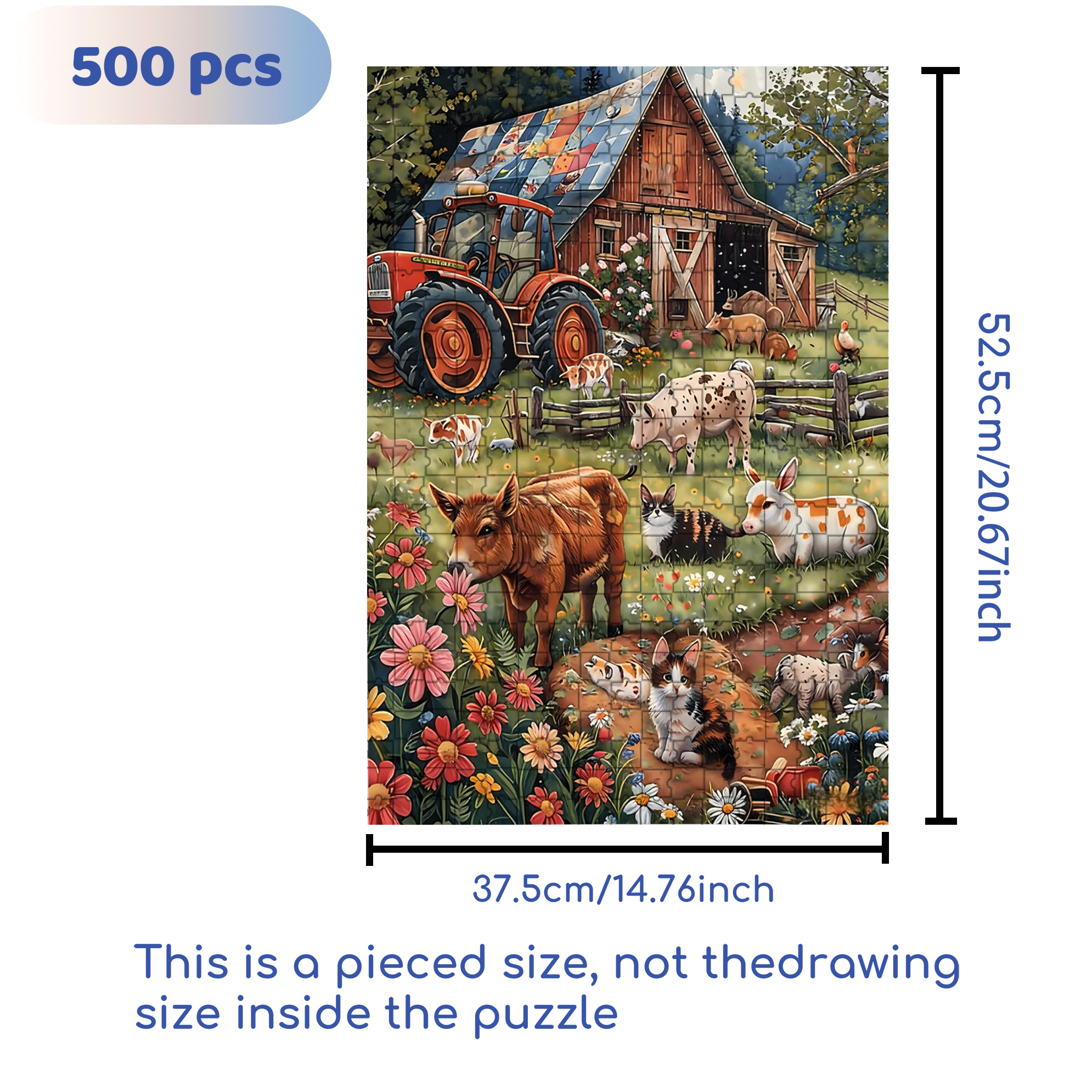 A Warm Farmhouse Style 500pcs/1000pcs Jigsaw Puzzle, Scratch-Resistant, Interactive Family Game & Brain-Boosting DIY Decor, Perfect for Halloween, Christmas & New Year Gifts, Family Puzzle Game