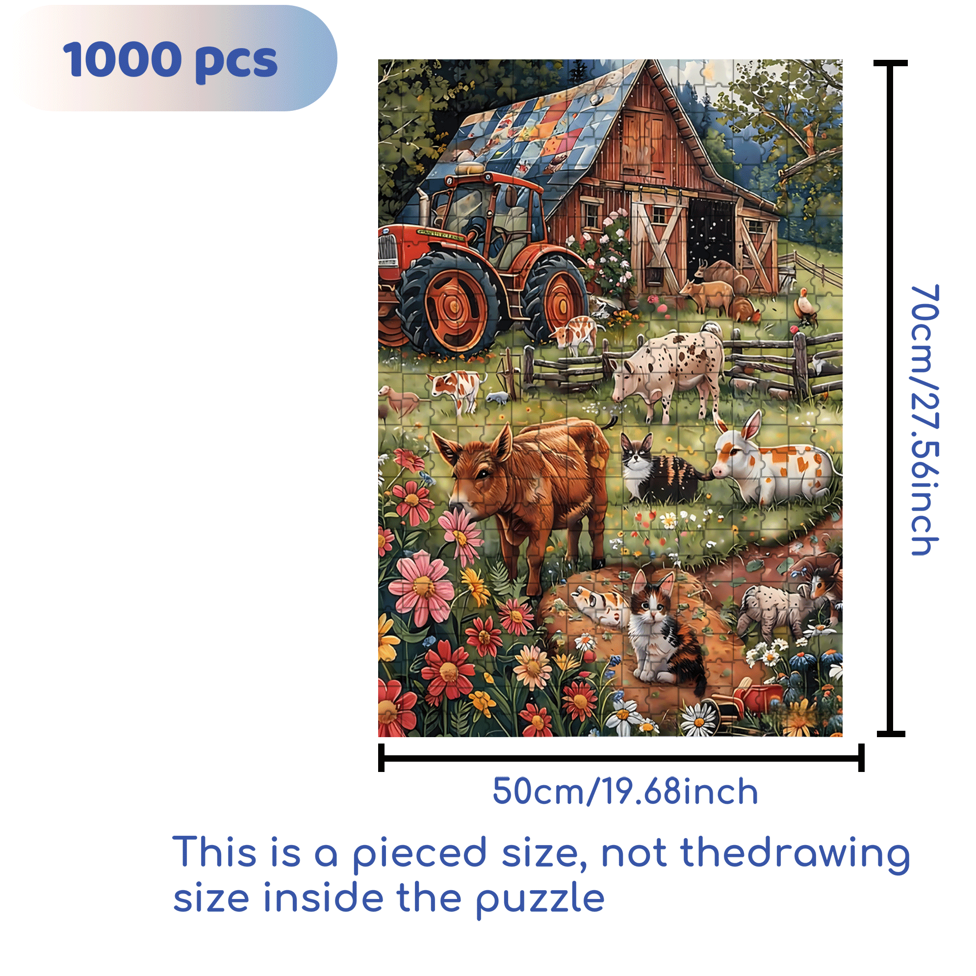 A Warm Farmhouse Style 500pcs/1000pcs Jigsaw Puzzle, Scratch-Resistant, Interactive Family Game & Brain-Boosting DIY Decor, Perfect for Halloween, Christmas & New Year Gifts, Family Puzzle Game