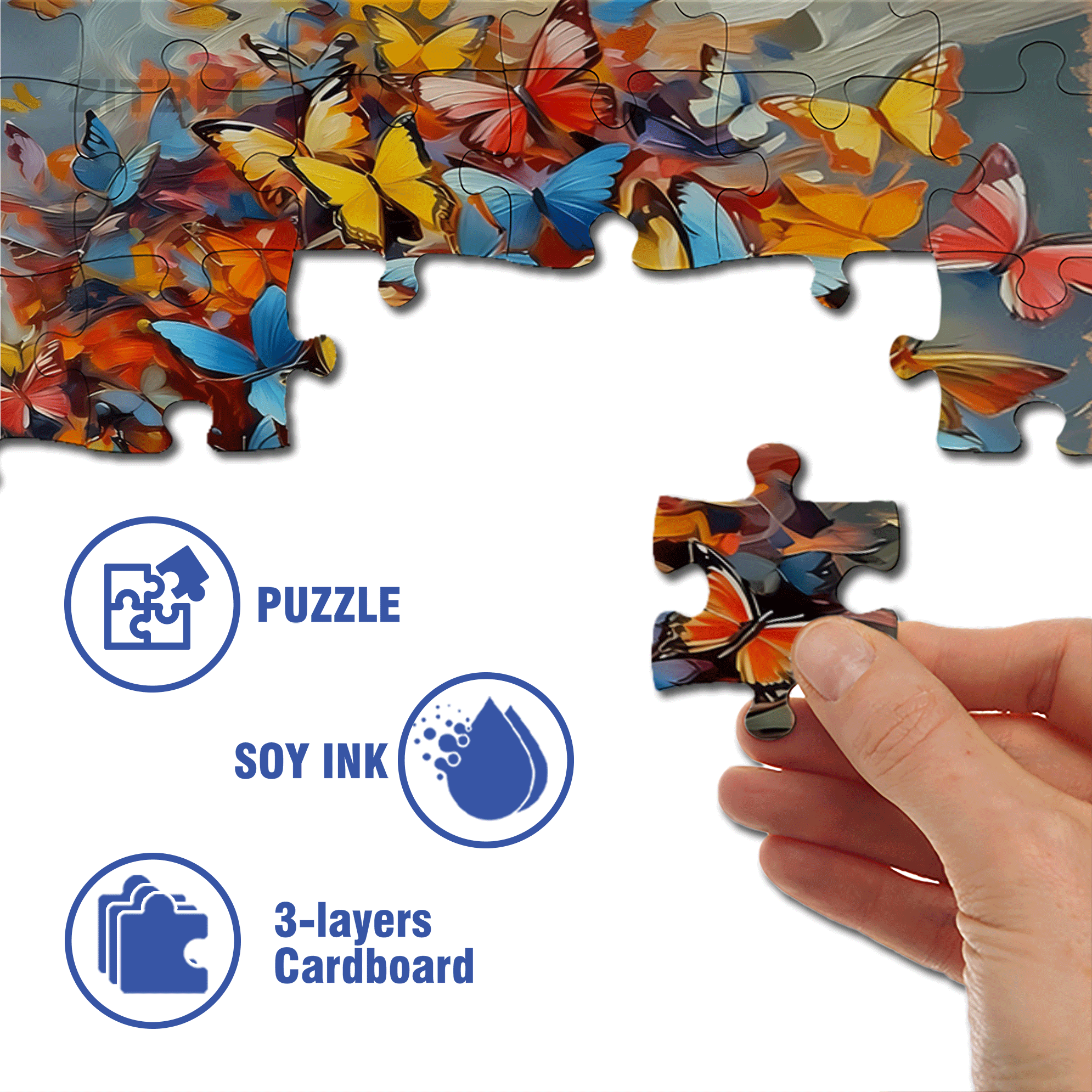 Butterfly & Women 500pcs/1000pcs Jigsaw Puzzle, Scratch-Resistant, Interactive Family Game & Brain-Boosting DIY Decor, Perfect for Halloween, Christmas & New Year Gifts, Family Puzzle Game