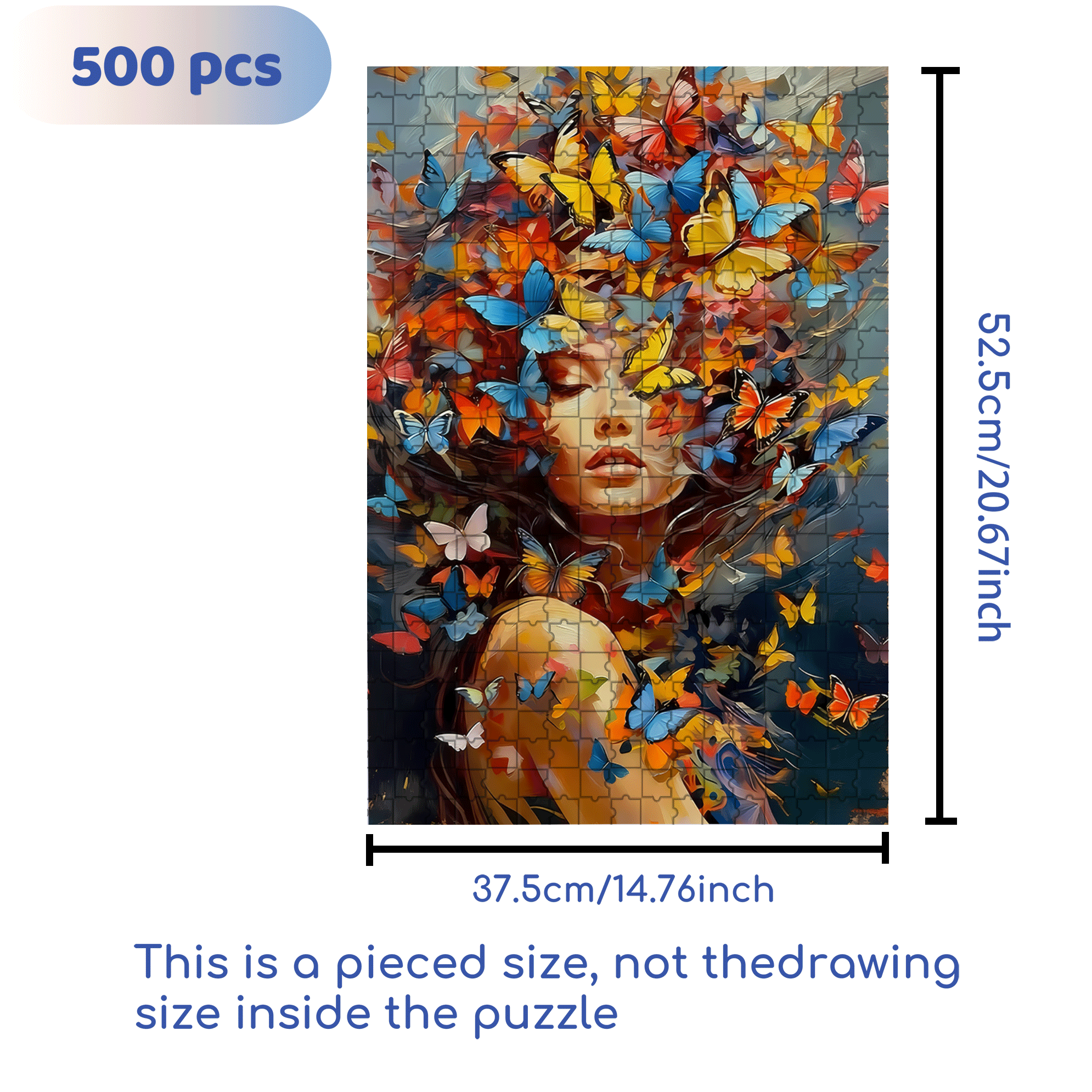 Butterfly & Women 500pcs/1000pcs Jigsaw Puzzle, Scratch-Resistant, Interactive Family Game & Brain-Boosting DIY Decor, Perfect for Halloween, Christmas & New Year Gifts, Family Puzzle Game