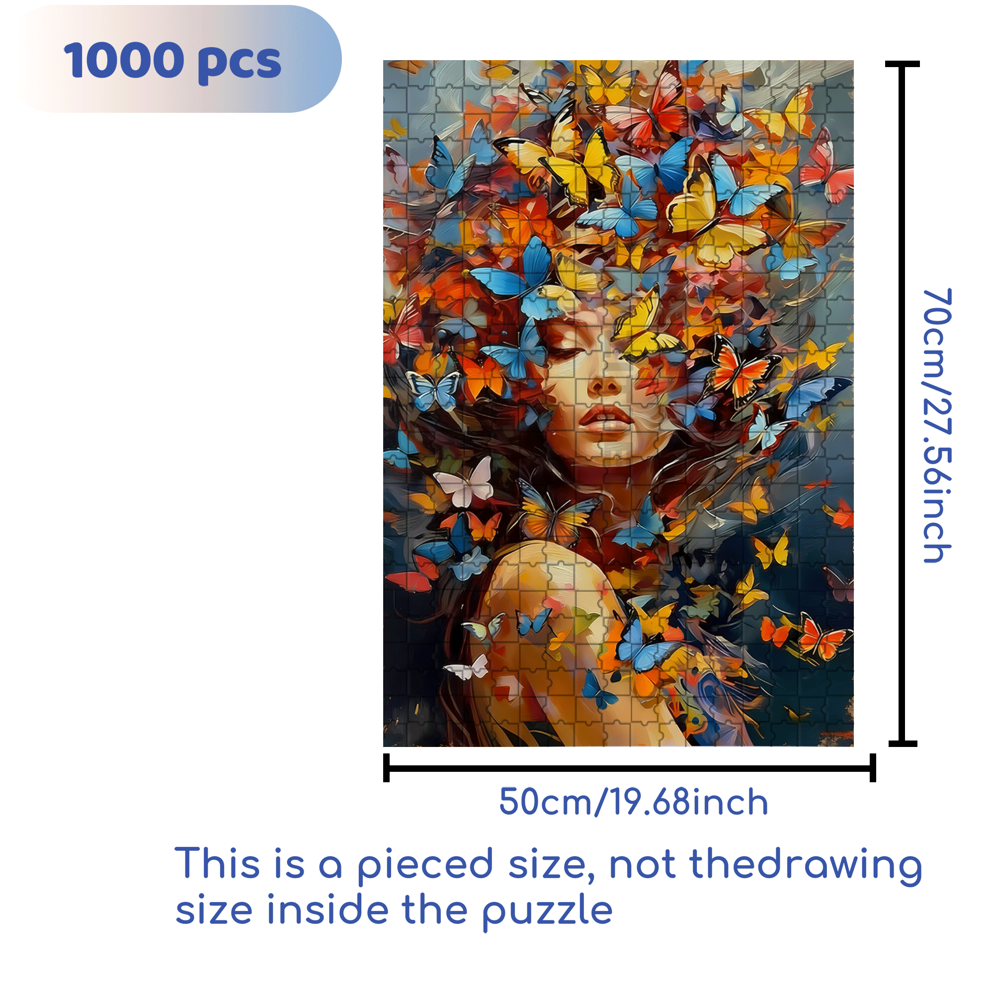 Butterfly & Women 500pcs/1000pcs Jigsaw Puzzle, Scratch-Resistant, Interactive Family Game & Brain-Boosting DIY Decor, Perfect for Halloween, Christmas & New Year Gifts, Family Puzzle Game
