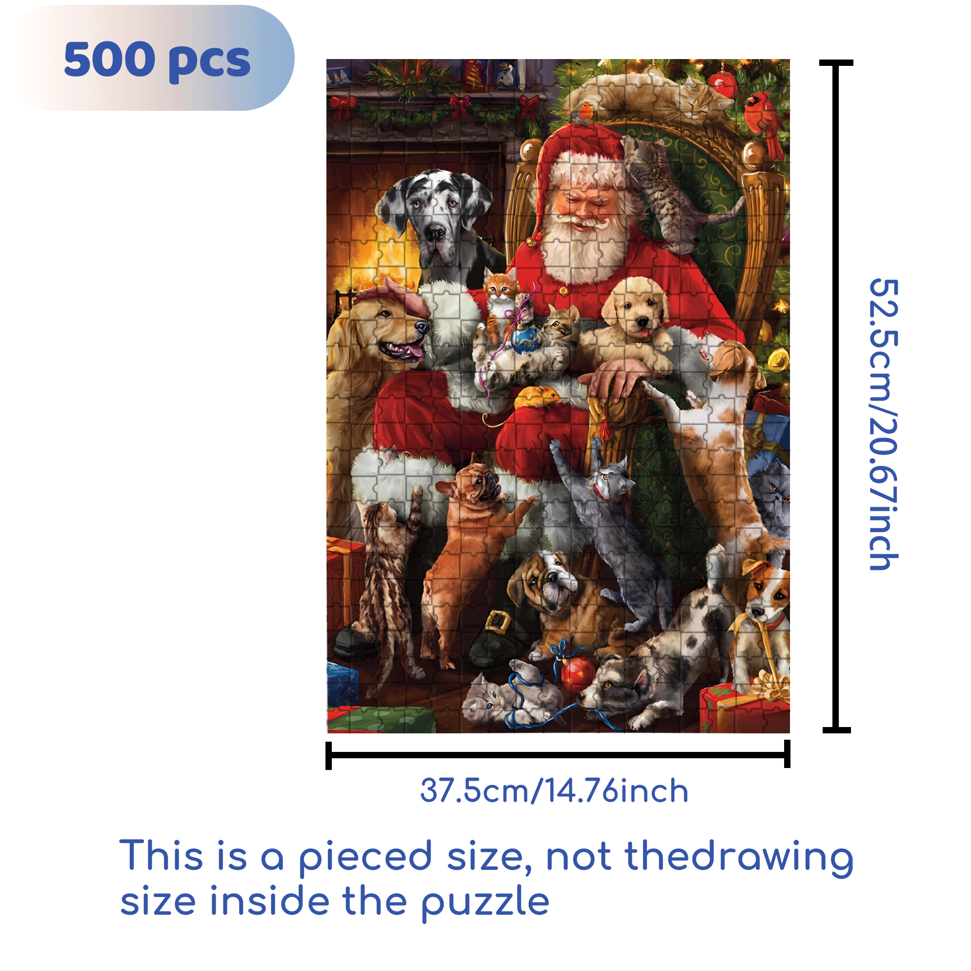 Christmas Party For Pets 500pcs/1000pcs Jigsaw Puzzle, Scratch-Resistant, Interactive Family Game & Brain-Boosting DIY Decor, Perfect for Halloween, Christmas & New Year Gifts, Family Puzzle Game