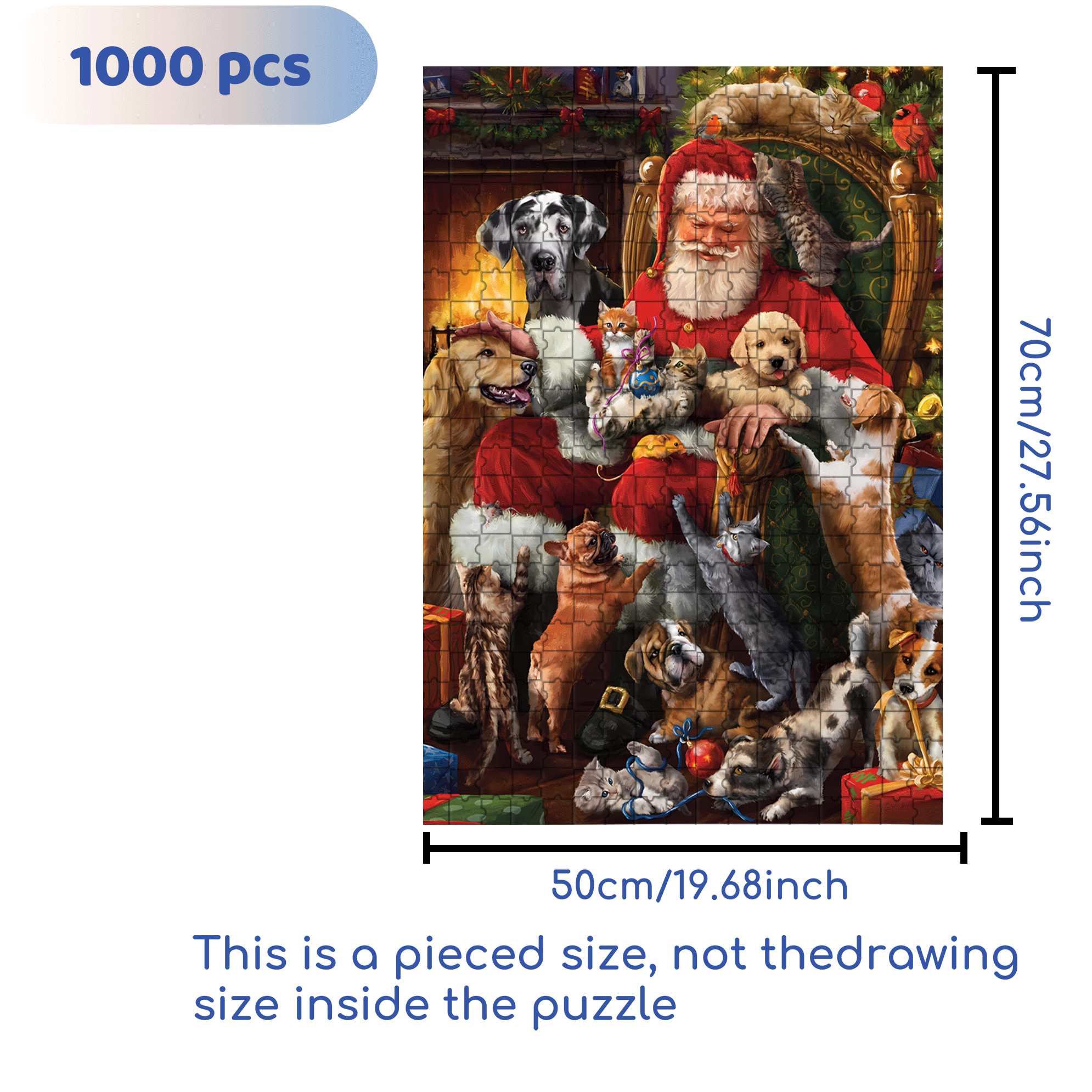 Christmas Party For Pets 500pcs/1000pcs Jigsaw Puzzle, Scratch-Resistant, Interactive Family Game & Brain-Boosting DIY Decor, Perfect for Halloween, Christmas & New Year Gifts, Family Puzzle Game
