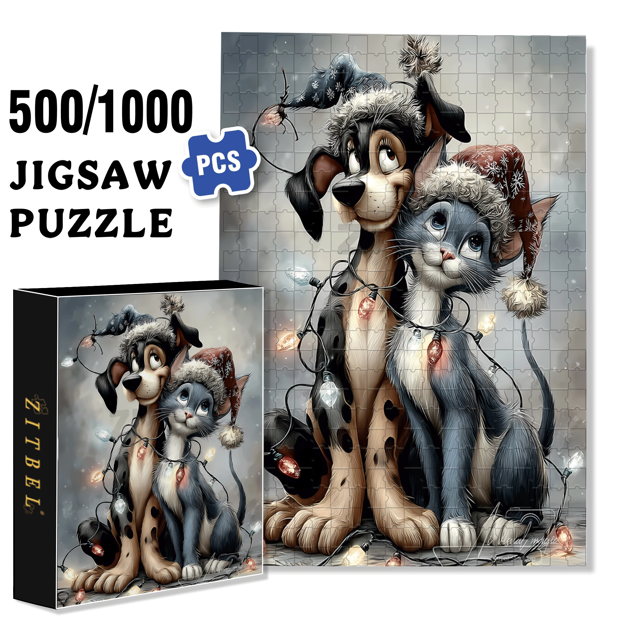 Christmas Stars 500pcs/1000pcs Jigsaw Puzzle, Scratch-Resistant, Interactive Family Game & Brain-Boosting DIY Decor, Perfect for Halloween, Christmas & New Year Gifts, Family Puzzle Game