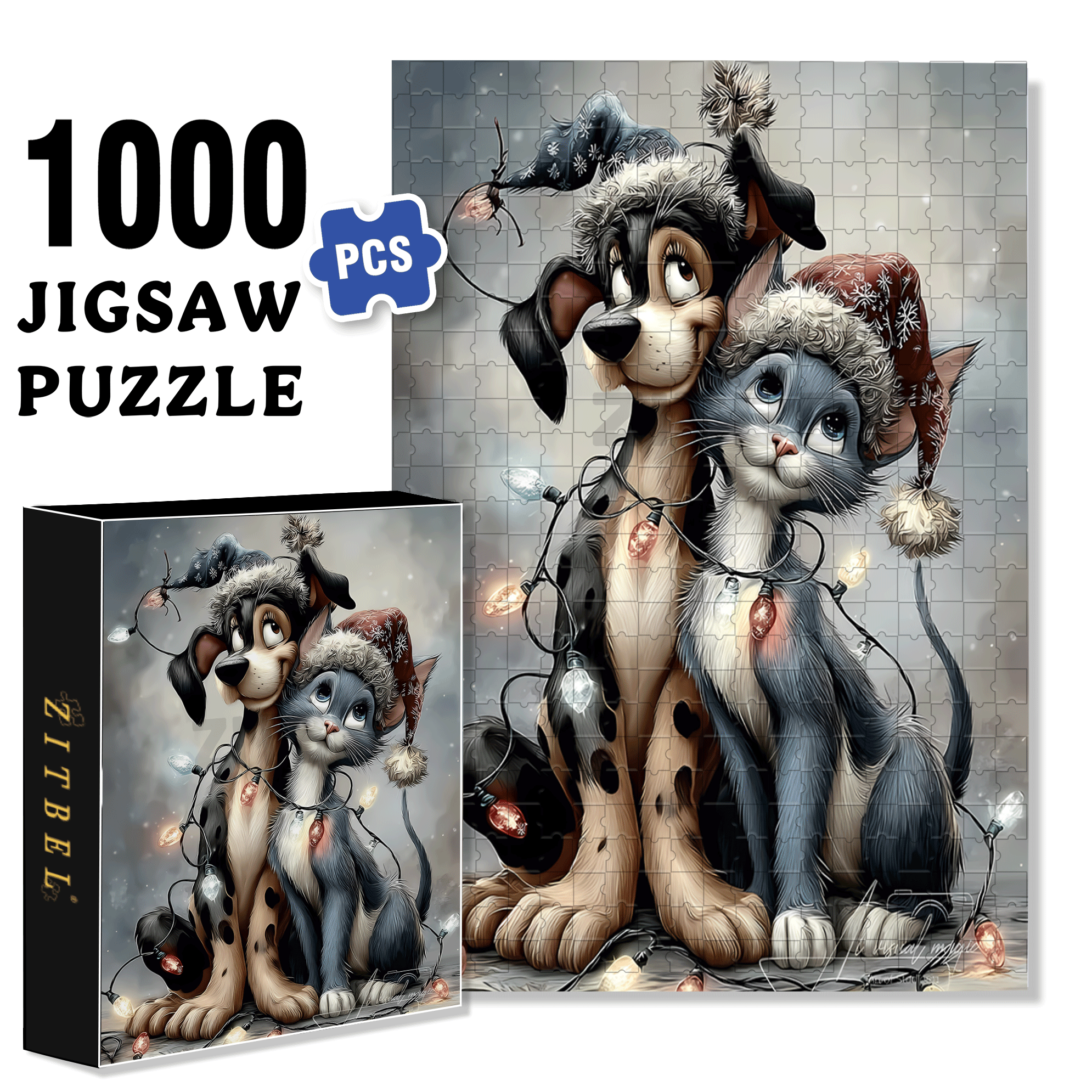 Christmas Stars 500pcs/1000pcs Jigsaw Puzzle, Scratch-Resistant, Interactive Family Game & Brain-Boosting DIY Decor, Perfect for Halloween, Christmas & New Year Gifts, Family Puzzle Game