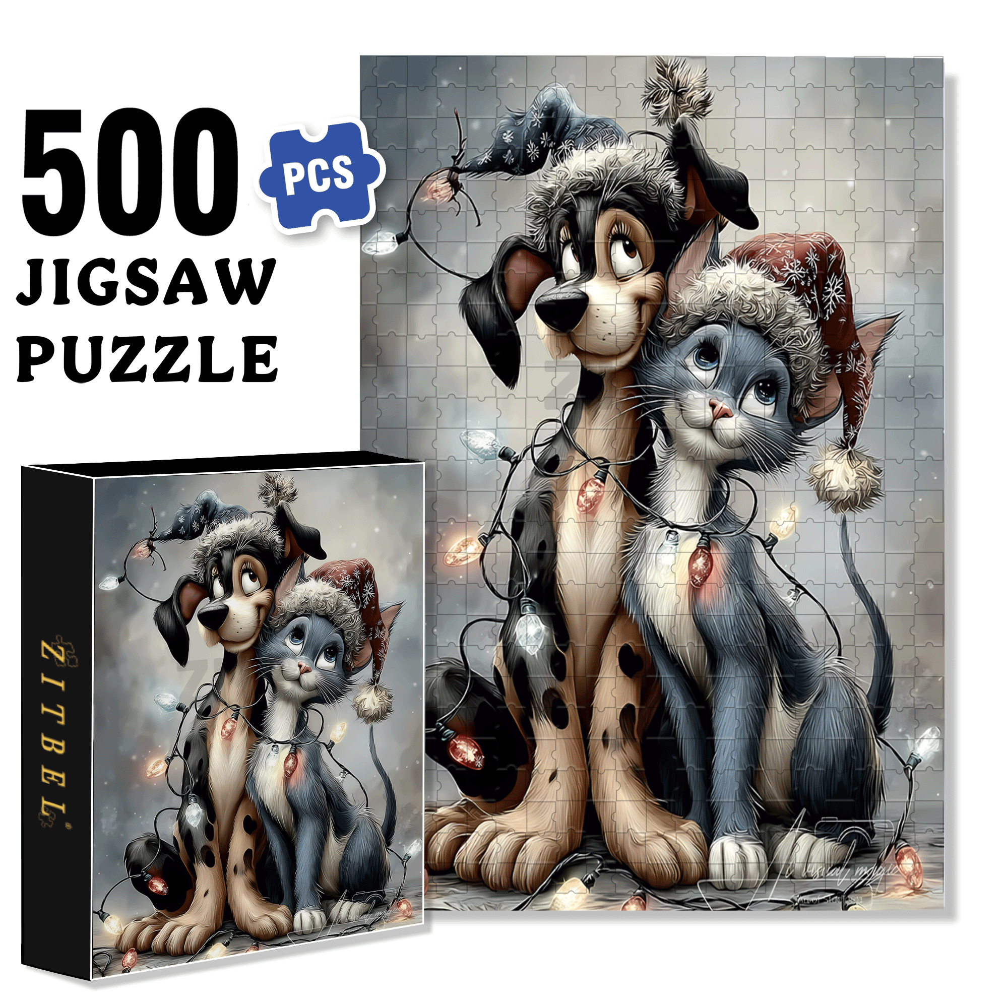 Christmas Stars 500pcs/1000pcs Jigsaw Puzzle, Scratch-Resistant, Interactive Family Game & Brain-Boosting DIY Decor, Perfect for Halloween, Christmas & New Year Gifts, Family Puzzle Game