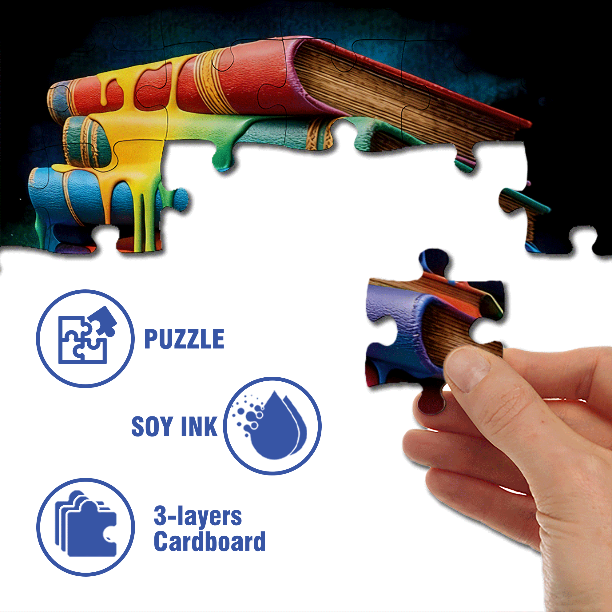 Colorful Book Stack 500pcs/1000pcs Jigsaw Puzzle, Scratch-Resistant, Interactive Family Game & Brain-Boosting DIY Decor, Perfect for Halloween, Christmas & New Year Gifts, Family Puzzle Game
