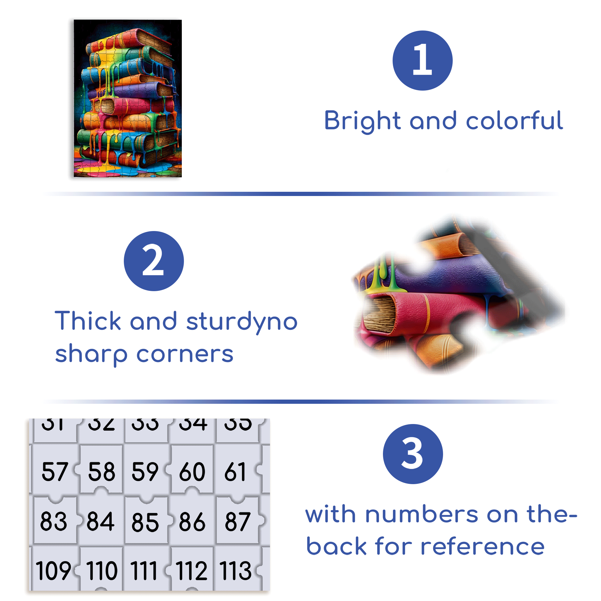 Colorful Book Stack 500pcs/1000pcs Jigsaw Puzzle, Scratch-Resistant, Interactive Family Game & Brain-Boosting DIY Decor, Perfect for Halloween, Christmas & New Year Gifts, Family Puzzle Game
