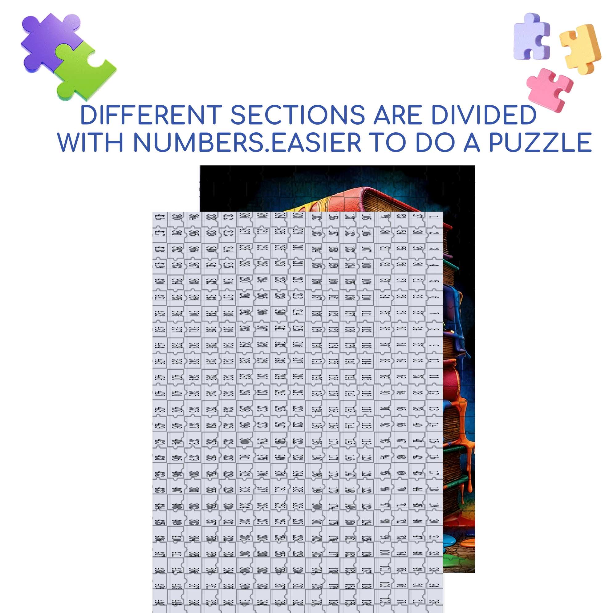 Colorful Book Stack 500pcs/1000pcs Jigsaw Puzzle, Scratch-Resistant, Interactive Family Game & Brain-Boosting DIY Decor, Perfect for Halloween, Christmas & New Year Gifts, Family Puzzle Game