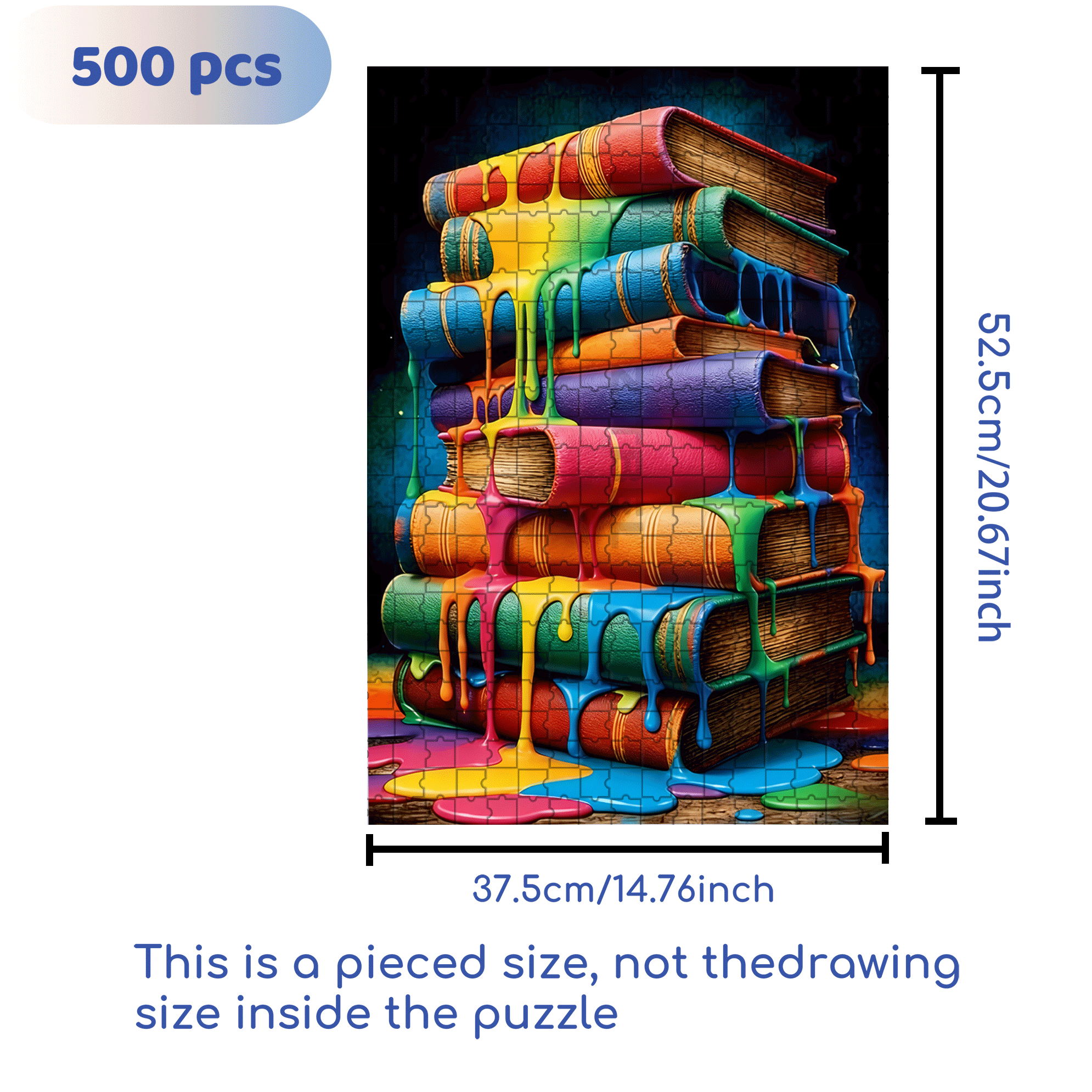 Colorful Book Stack 500pcs/1000pcs Jigsaw Puzzle, Scratch-Resistant, Interactive Family Game & Brain-Boosting DIY Decor, Perfect for Halloween, Christmas & New Year Gifts, Family Puzzle Game
