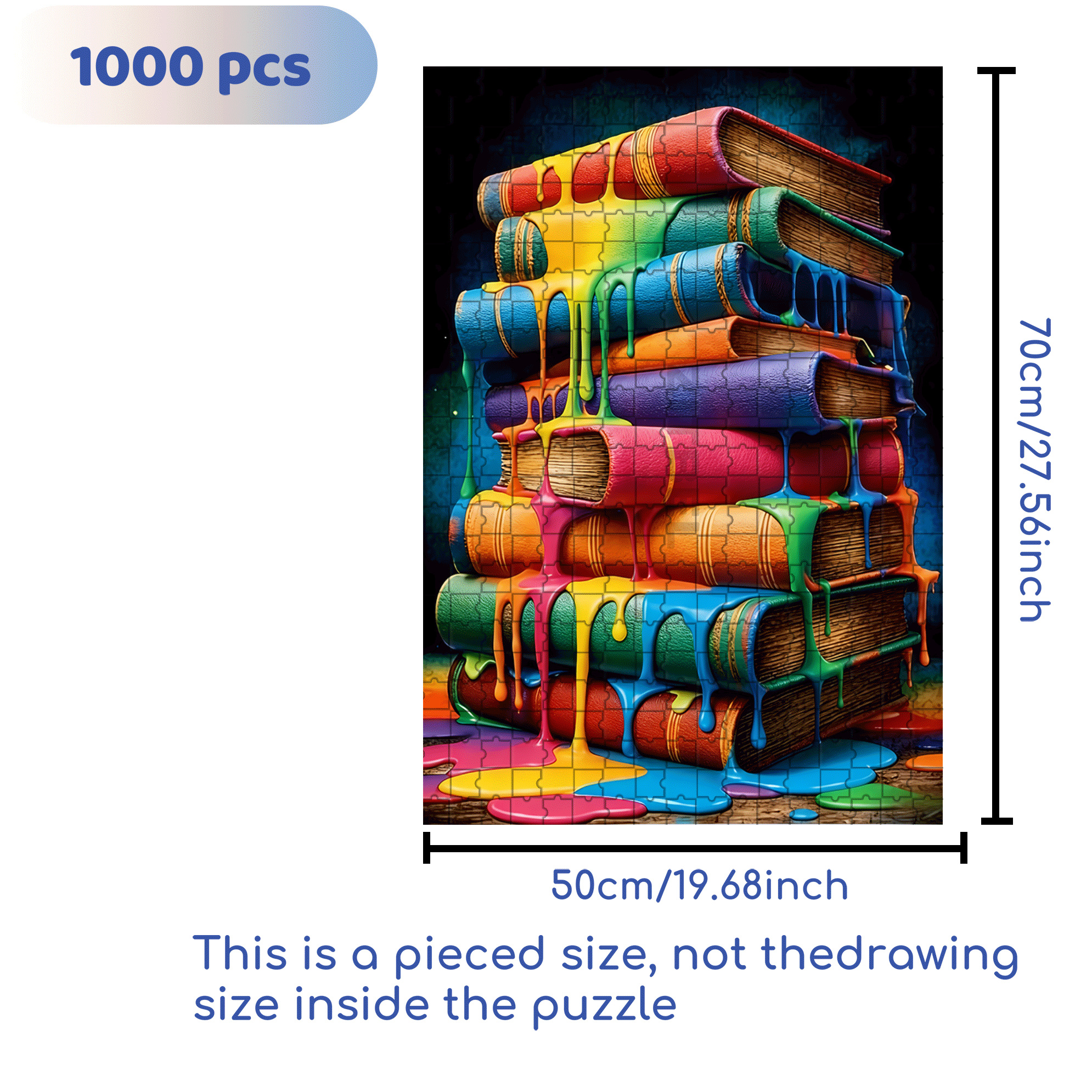 Colorful Book Stack 500pcs/1000pcs Jigsaw Puzzle, Scratch-Resistant, Interactive Family Game & Brain-Boosting DIY Decor, Perfect for Halloween, Christmas & New Year Gifts, Family Puzzle Game