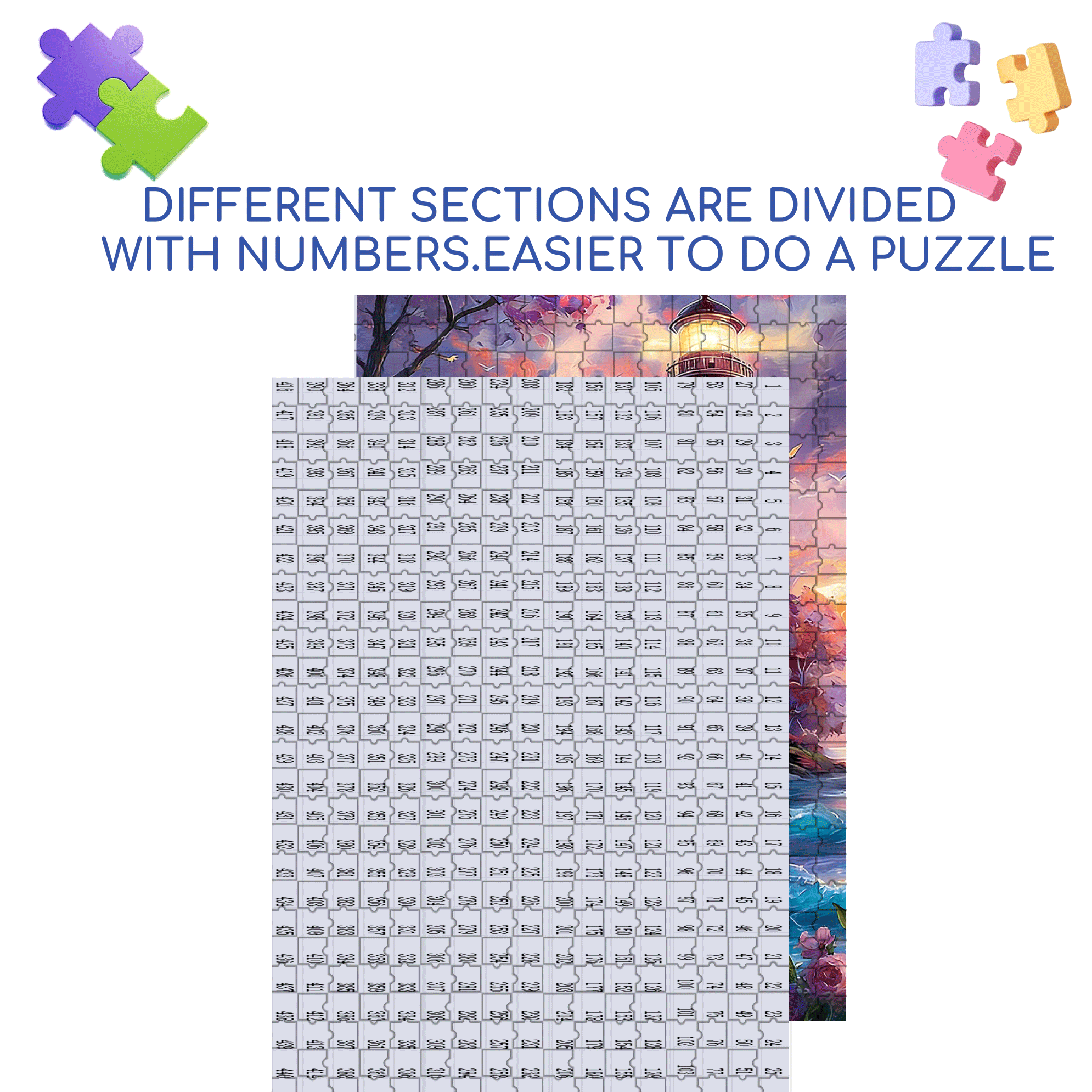 Colorful Lighthouse Coast 500pcs/1000pcs Jigsaw Puzzle, Scratch-Resistant, Interactive Family Game & Brain-Boosting DIY Decor, Perfect for Halloween, Christmas & New Year Gifts, Family Puzzle Game