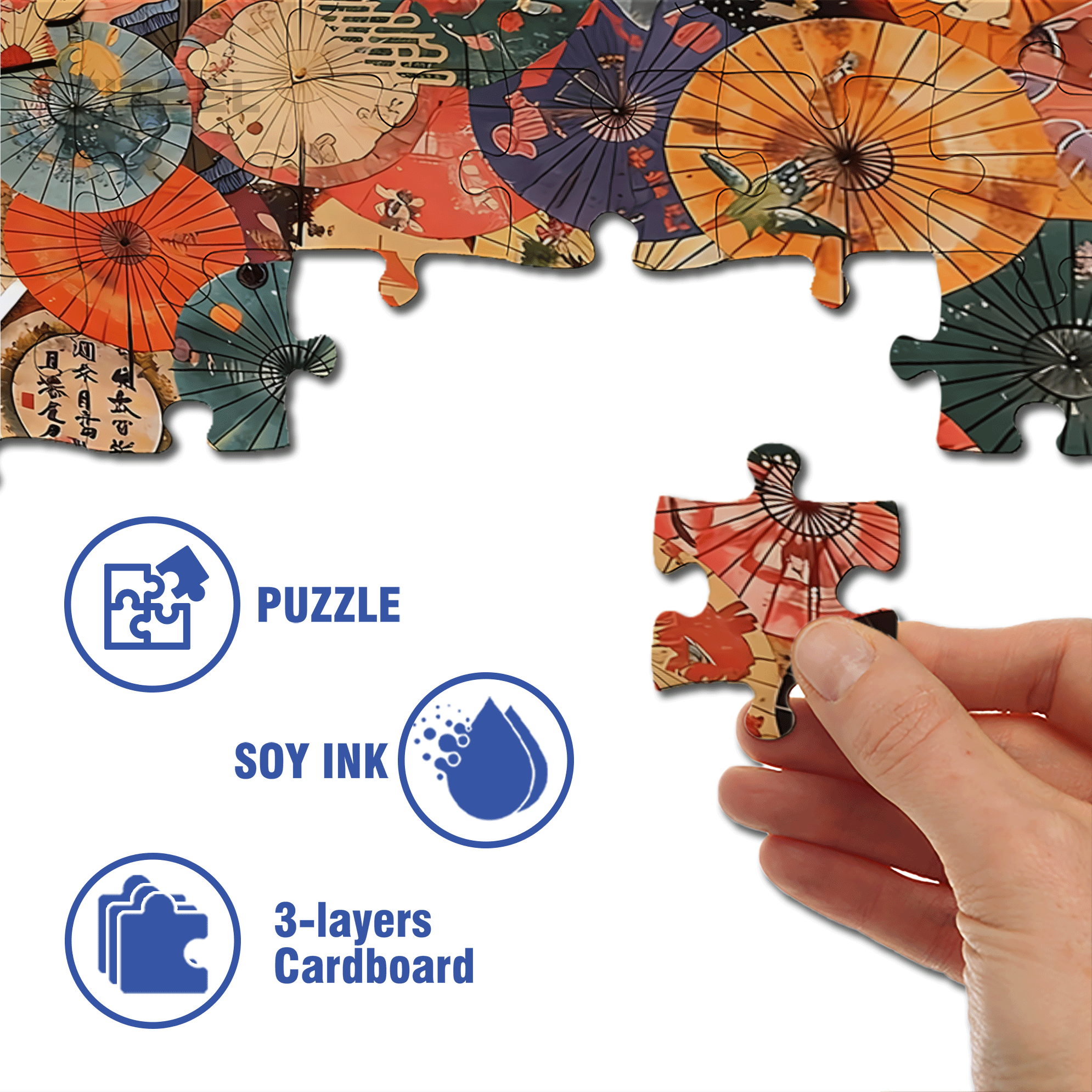 Colorful Oiled Paper Umbrella 500pcs/1000pcs Jigsaw Puzzle, Scratch-Resistant, Interactive Family Game & Brain-Boosting DIY Decor, Perfect for Halloween, Christmas & New Year Gifts, Family Puzzle Game