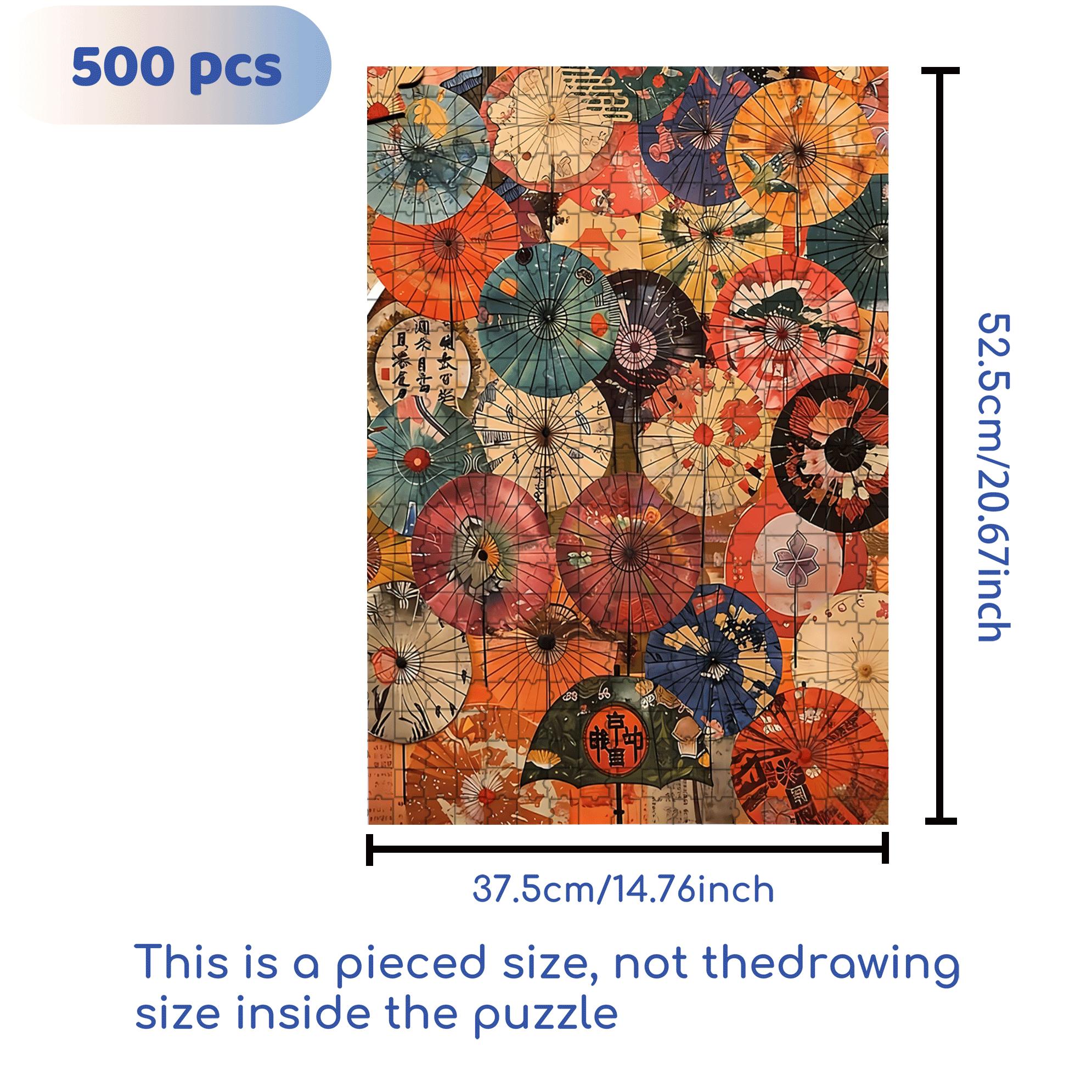 Colorful Oiled Paper Umbrella 500pcs/1000pcs Jigsaw Puzzle, Scratch-Resistant, Interactive Family Game & Brain-Boosting DIY Decor, Perfect for Halloween, Christmas & New Year Gifts, Family Puzzle Game