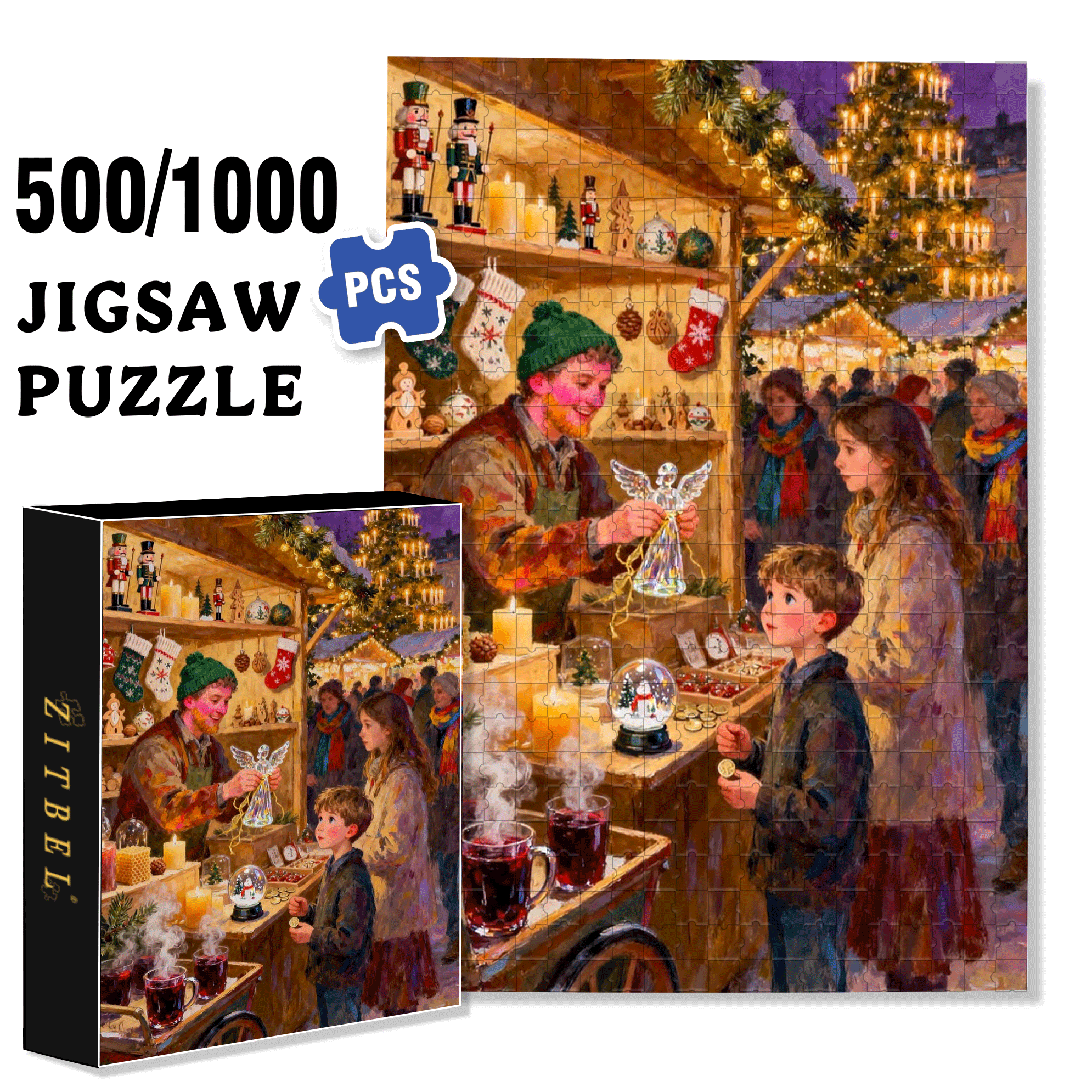 Crystal Angel 500pcs/1000pcs Jigsaw Puzzle, Scratch-Resistant, Interactive Family Game & Brain-Boosting DIY Decor, Perfect for Halloween, Christmas & New Year Gifts, Family Puzzle Game