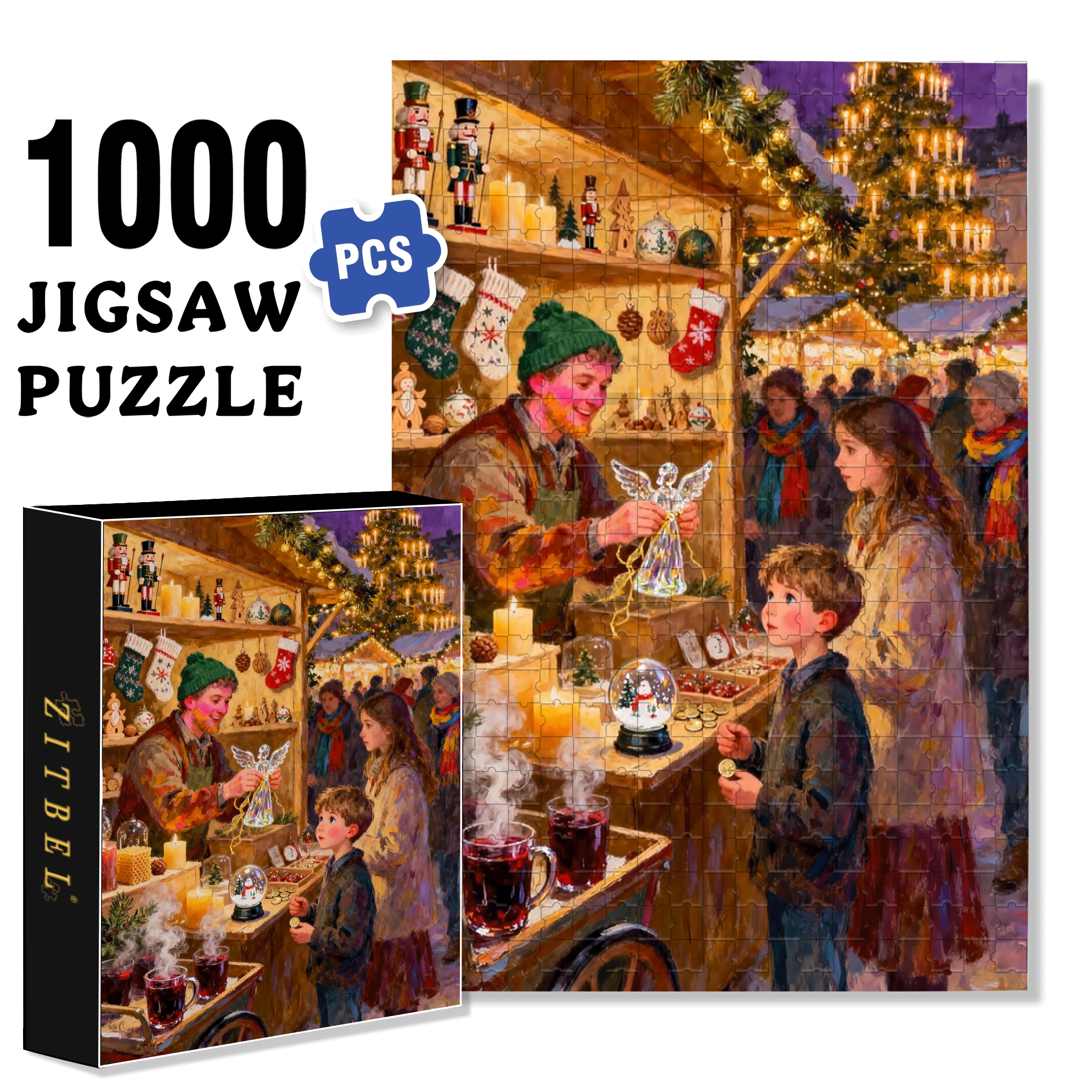 Crystal Angel 500pcs/1000pcs Jigsaw Puzzle, Scratch-Resistant, Interactive Family Game & Brain-Boosting DIY Decor, Perfect for Halloween, Christmas & New Year Gifts, Family Puzzle Game