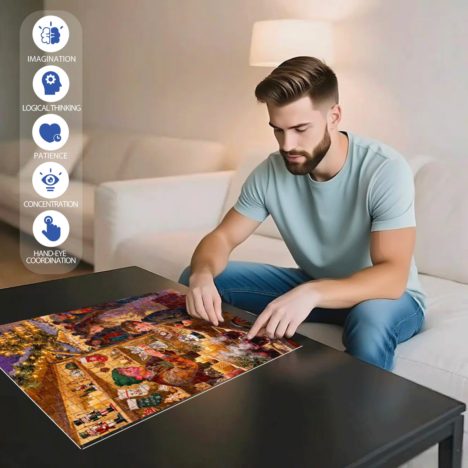 Crystal Angel 500pcs/1000pcs Jigsaw Puzzle, Scratch-Resistant, Interactive Family Game & Brain-Boosting DIY Decor, Perfect for Halloween, Christmas & New Year Gifts, Family Puzzle Game