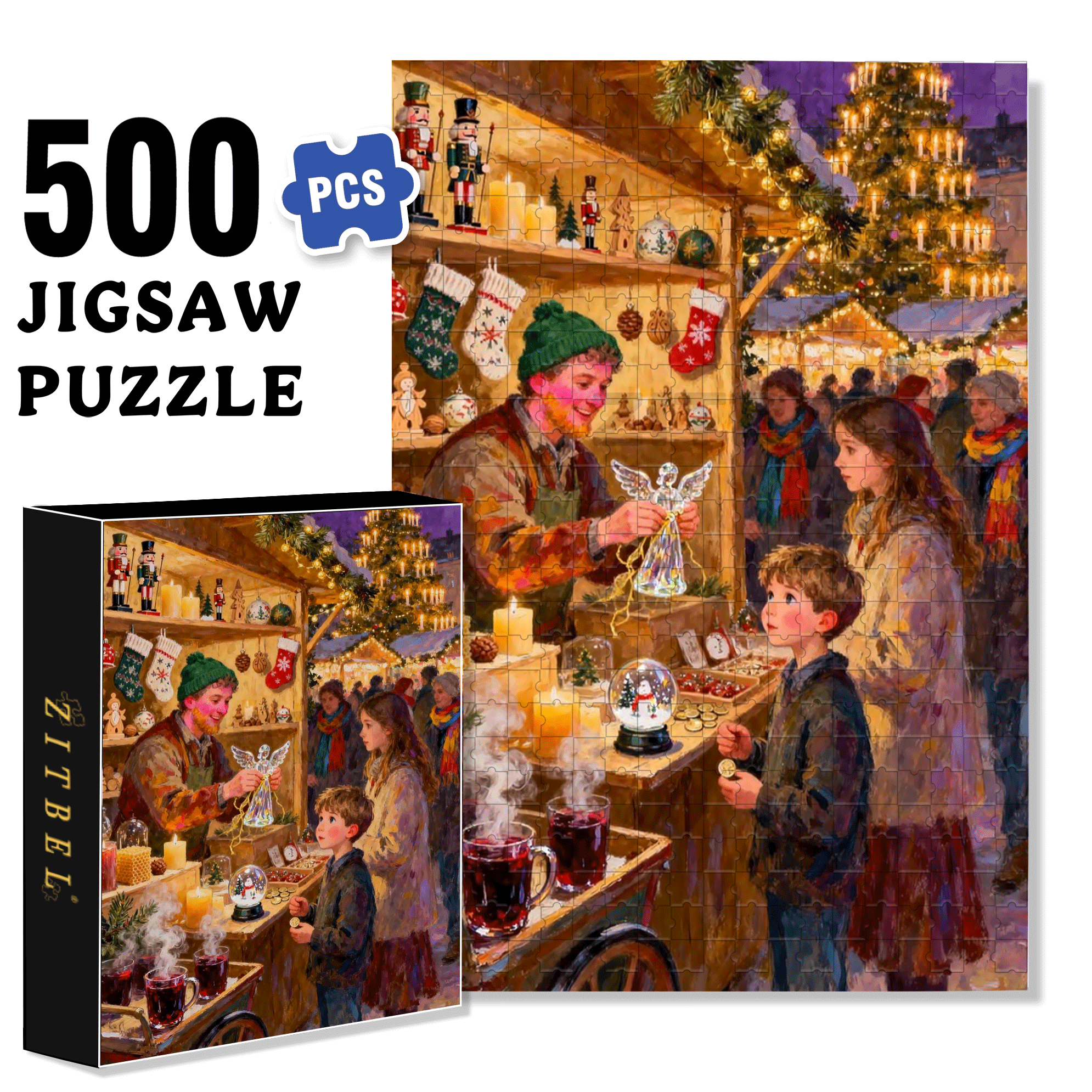 Crystal Angel 500pcs/1000pcs Jigsaw Puzzle, Scratch-Resistant, Interactive Family Game & Brain-Boosting DIY Decor, Perfect for Halloween, Christmas & New Year Gifts, Family Puzzle Game