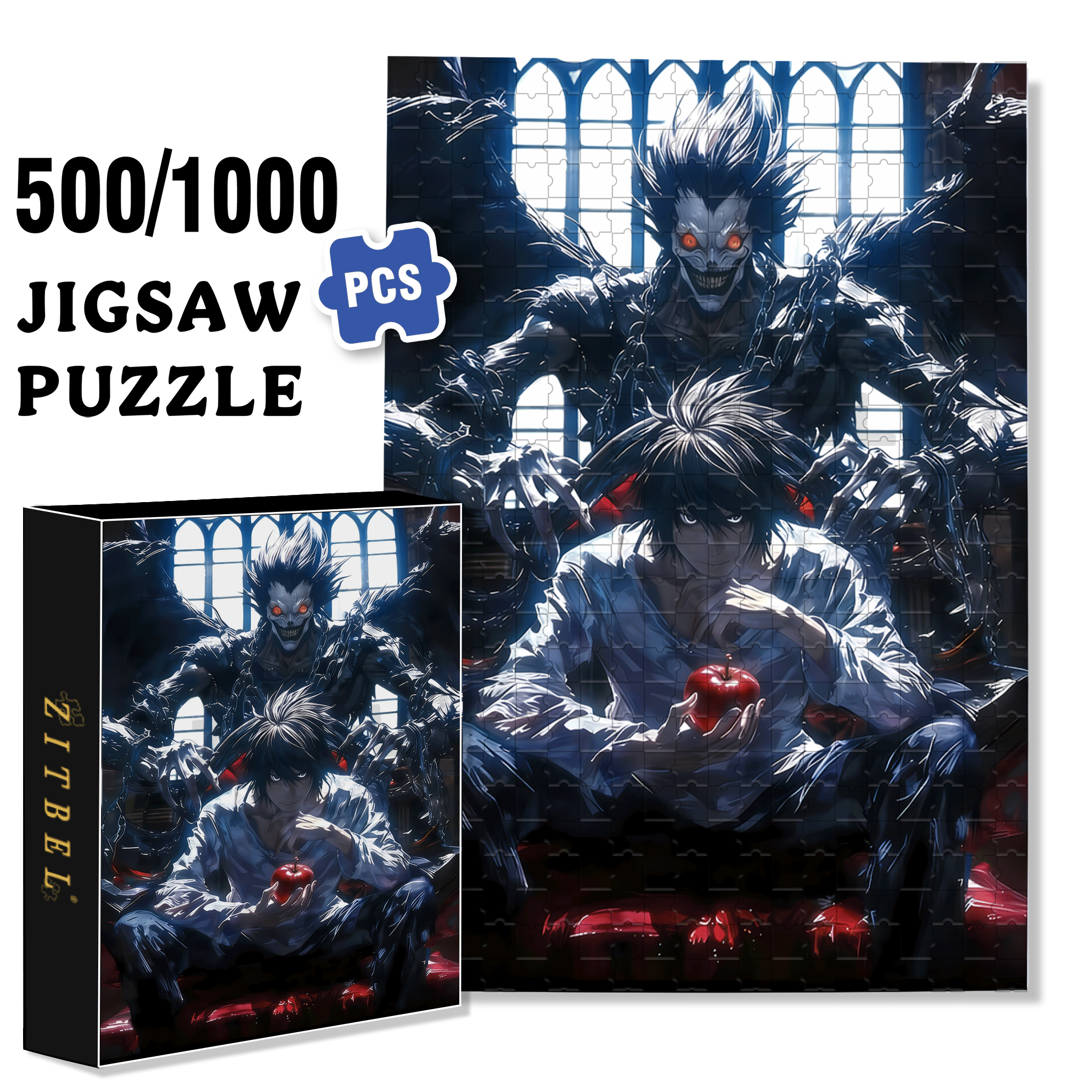 Death Note 500pcs/1000pcs Jigsaw Puzzle, Scratch-Resistant, Interactive Family Game & Brain-Boosting DIY Decor, Perfect for Halloween, Christmas & New Year Gifts, Family Puzzle Game