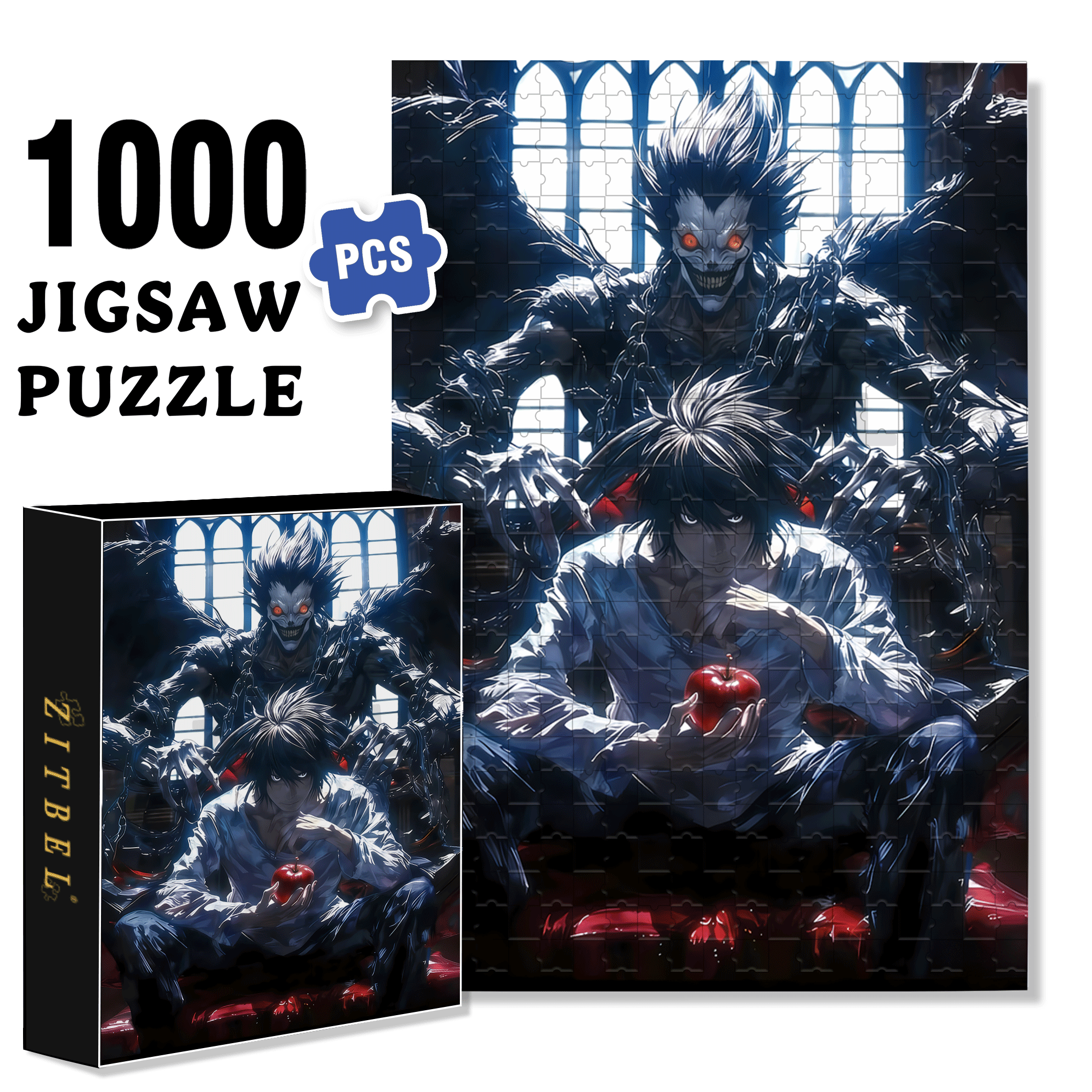 Death Note 500pcs/1000pcs Jigsaw Puzzle, Scratch-Resistant, Interactive Family Game & Brain-Boosting DIY Decor, Perfect for Halloween, Christmas & New Year Gifts, Family Puzzle Game