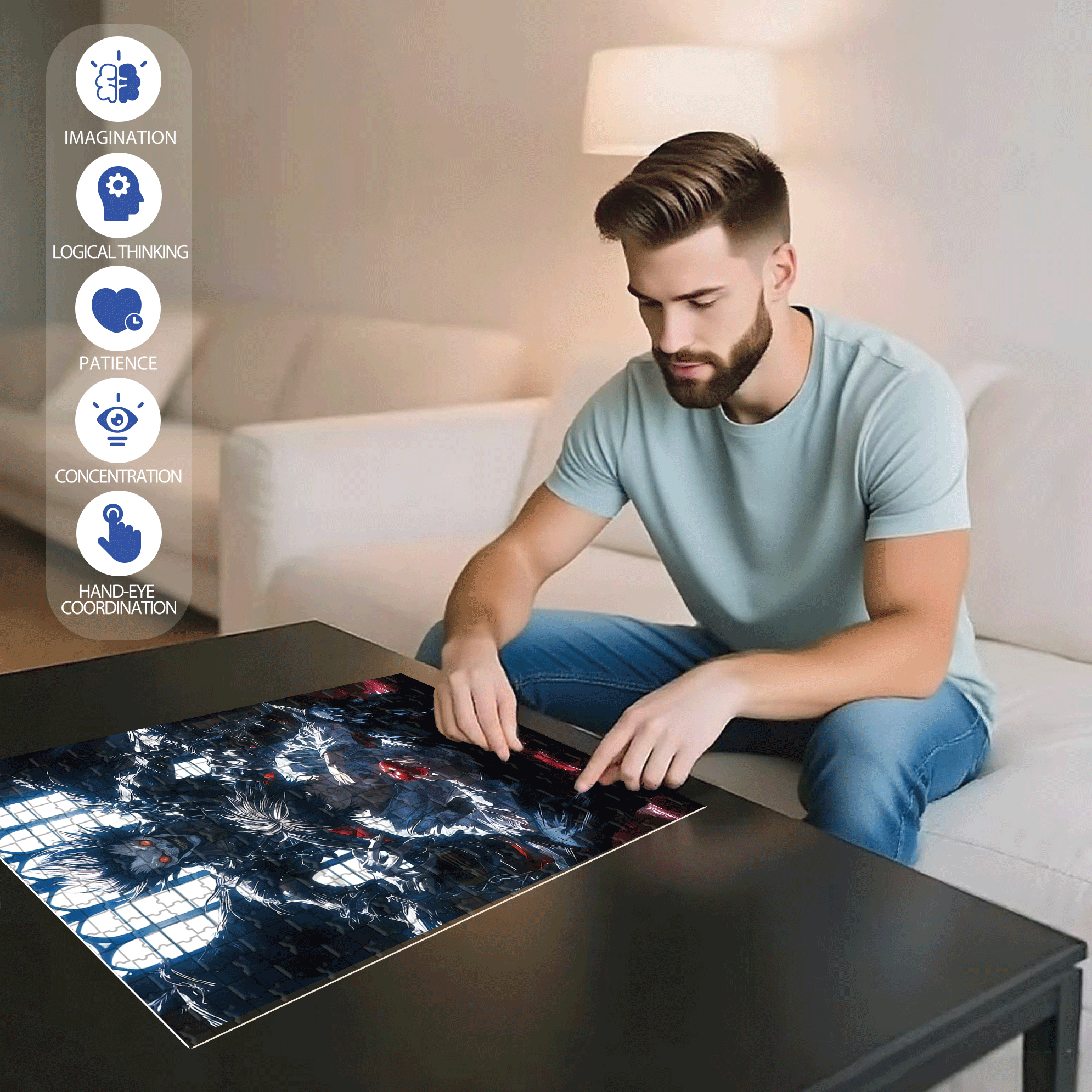 Death Note 500pcs/1000pcs Jigsaw Puzzle, Scratch-Resistant, Interactive Family Game & Brain-Boosting DIY Decor, Perfect for Halloween, Christmas & New Year Gifts, Family Puzzle Game