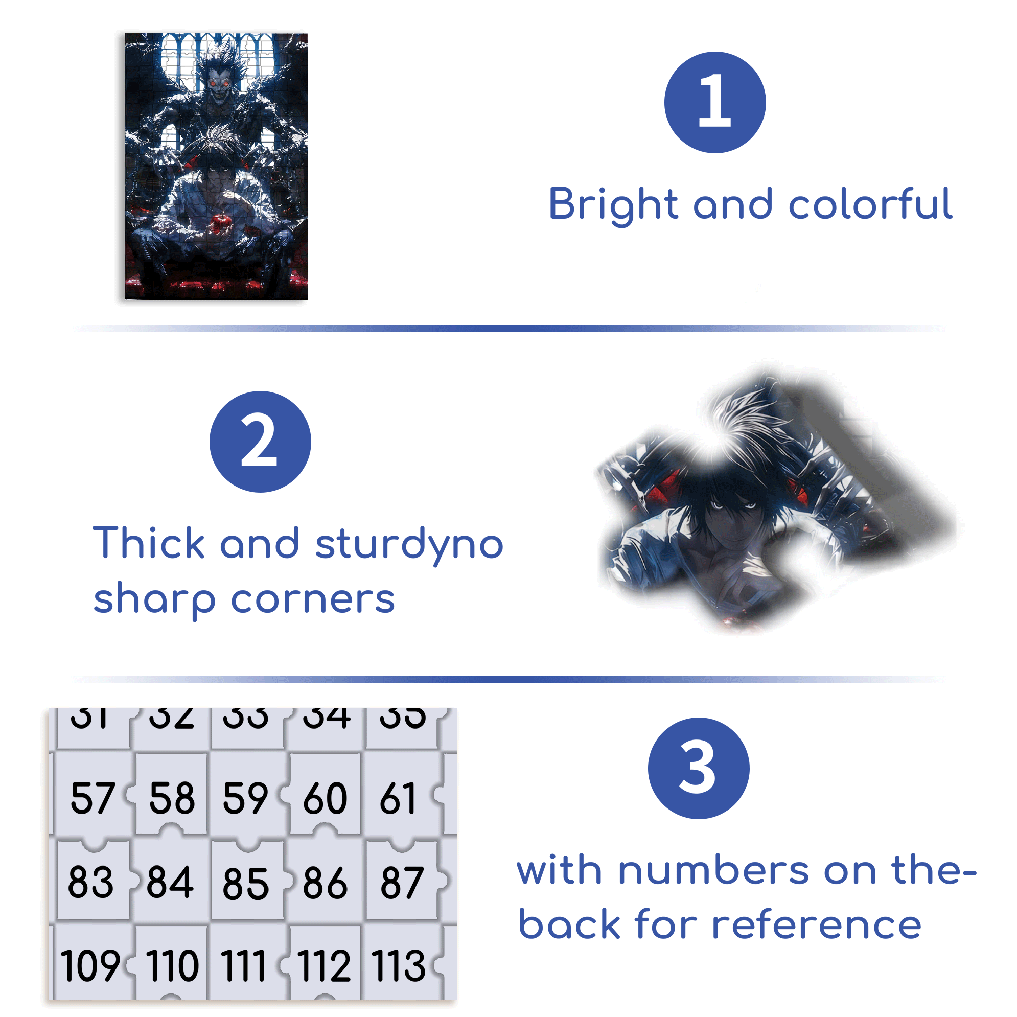 Death Note 500pcs/1000pcs Jigsaw Puzzle, Scratch-Resistant, Interactive Family Game & Brain-Boosting DIY Decor, Perfect for Halloween, Christmas & New Year Gifts, Family Puzzle Game