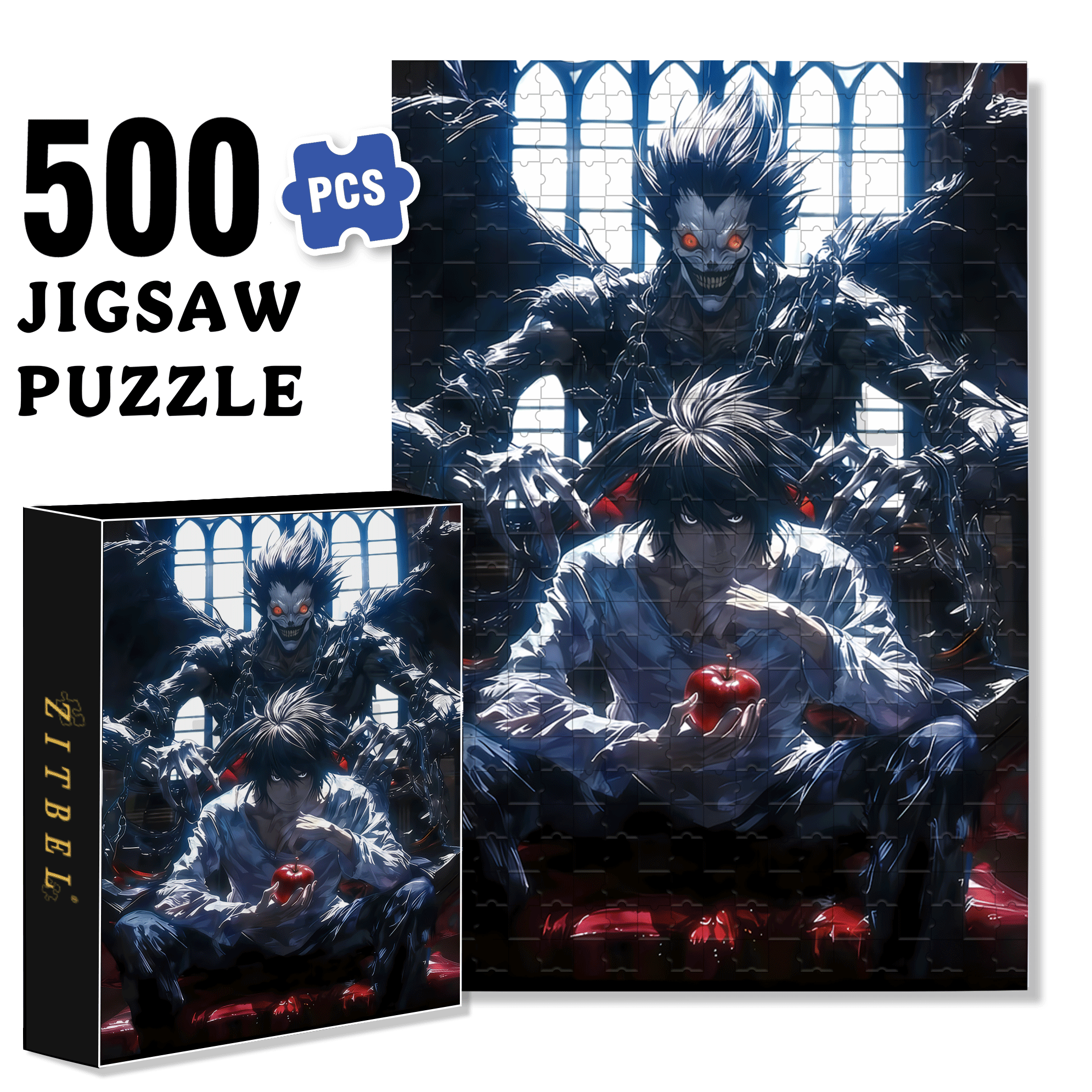 Death Note 500pcs/1000pcs Jigsaw Puzzle, Scratch-Resistant, Interactive Family Game & Brain-Boosting DIY Decor, Perfect for Halloween, Christmas & New Year Gifts, Family Puzzle Game
