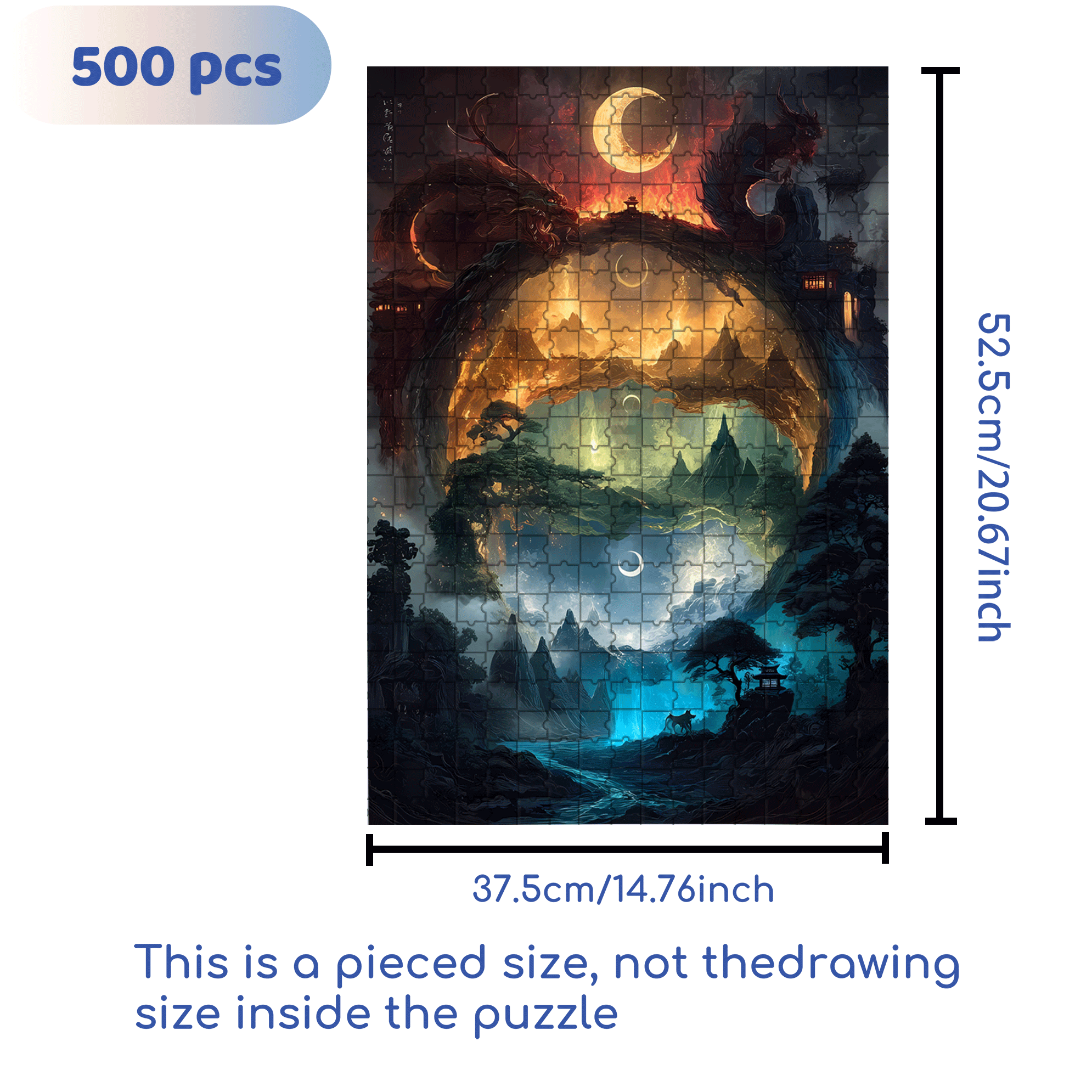Five Elements 500pcs/1000pcs Jigsaw Puzzle, Scratch-Resistant, Interactive Family Game & Brain-Boosting DIY Decor, Perfect for Halloween, Christmas & New Year Gifts, Family Puzzle Game