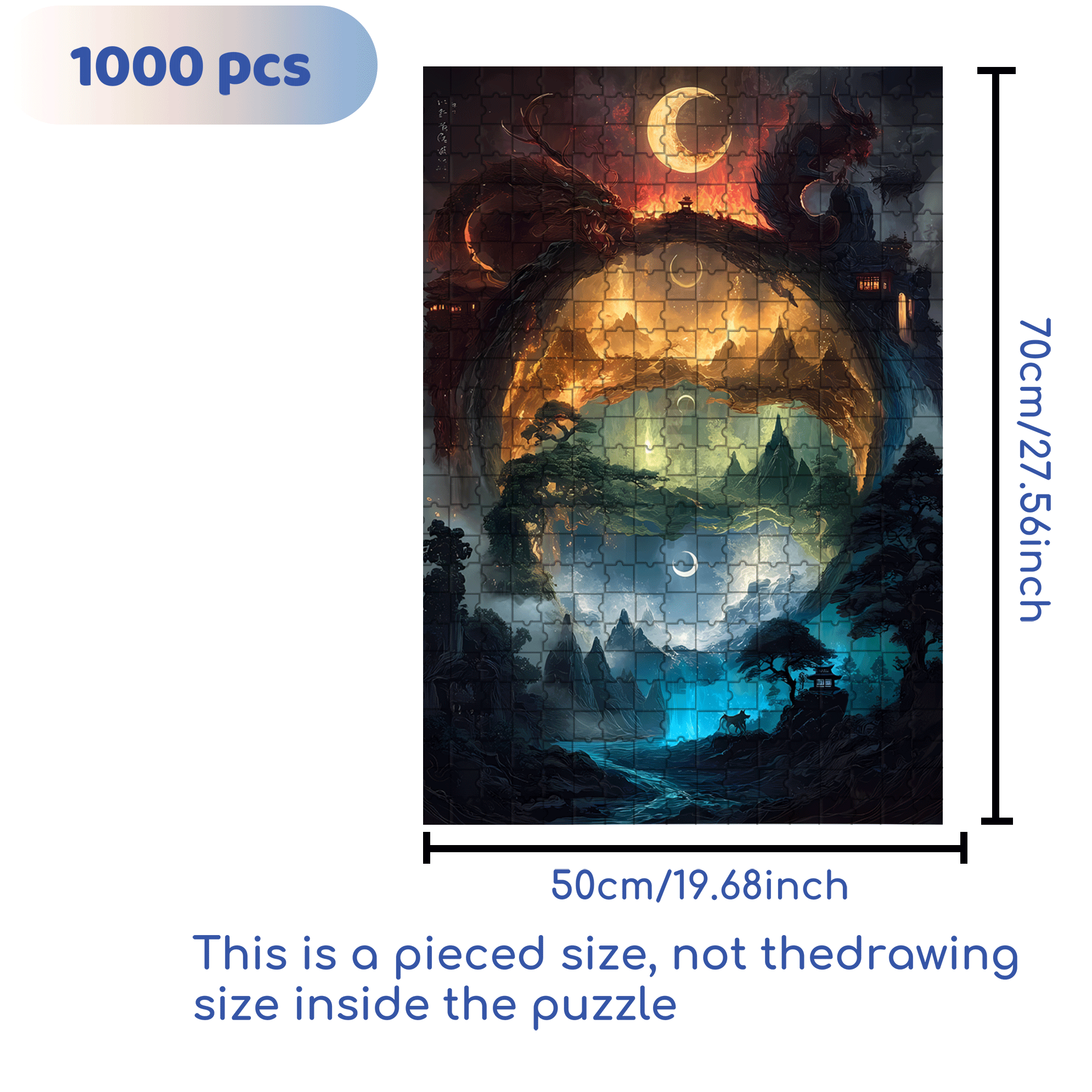 Five Elements 500pcs/1000pcs Jigsaw Puzzle, Scratch-Resistant, Interactive Family Game & Brain-Boosting DIY Decor, Perfect for Halloween, Christmas & New Year Gifts, Family Puzzle Game