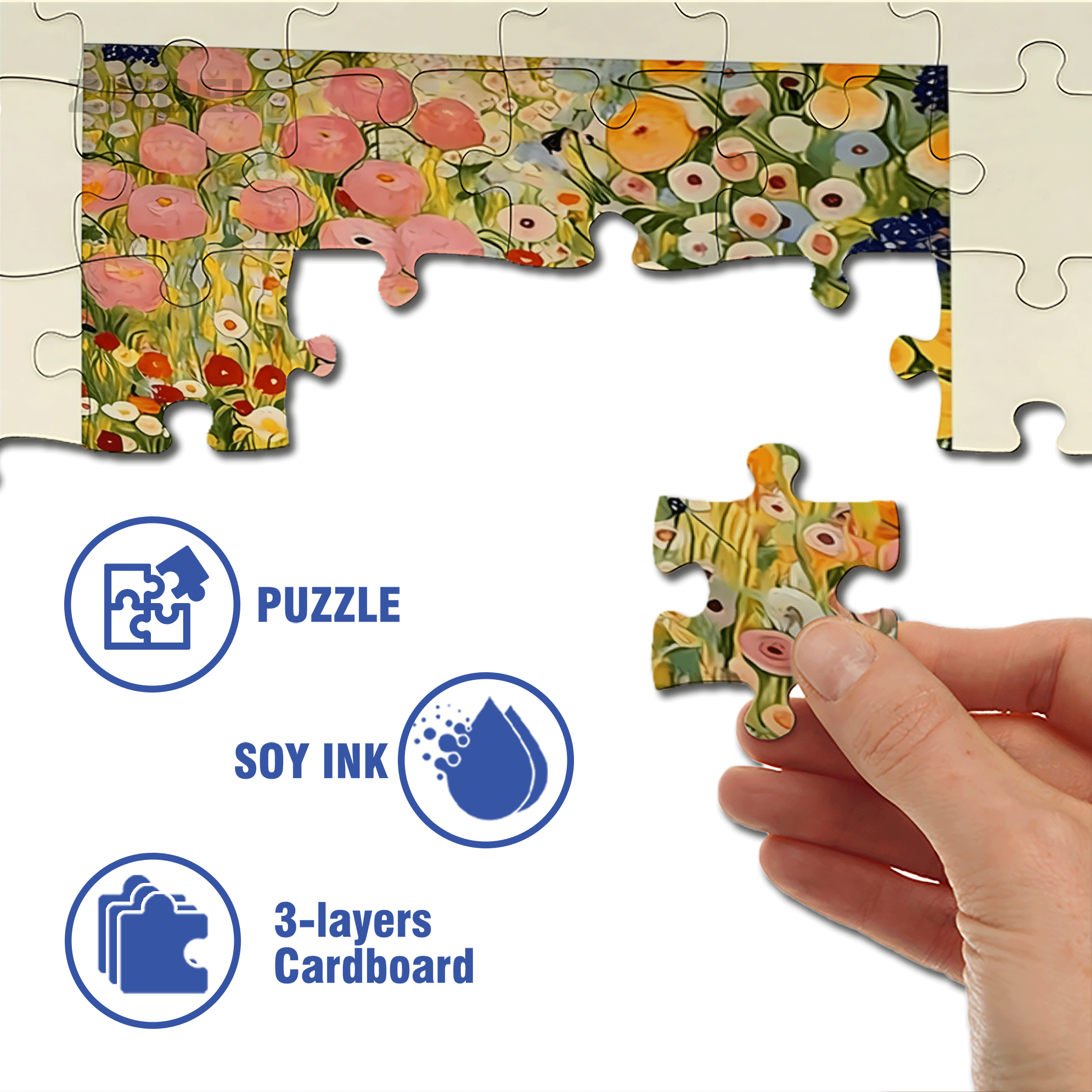 Floral Landscape 500pcs/1000pcs Jigsaw Puzzle, Scratch-Resistant, Interactive Family Game & Brain-Boosting DIY Decor, Perfect for Halloween, Christmas & New Year Gifts, Family Puzzle Game
