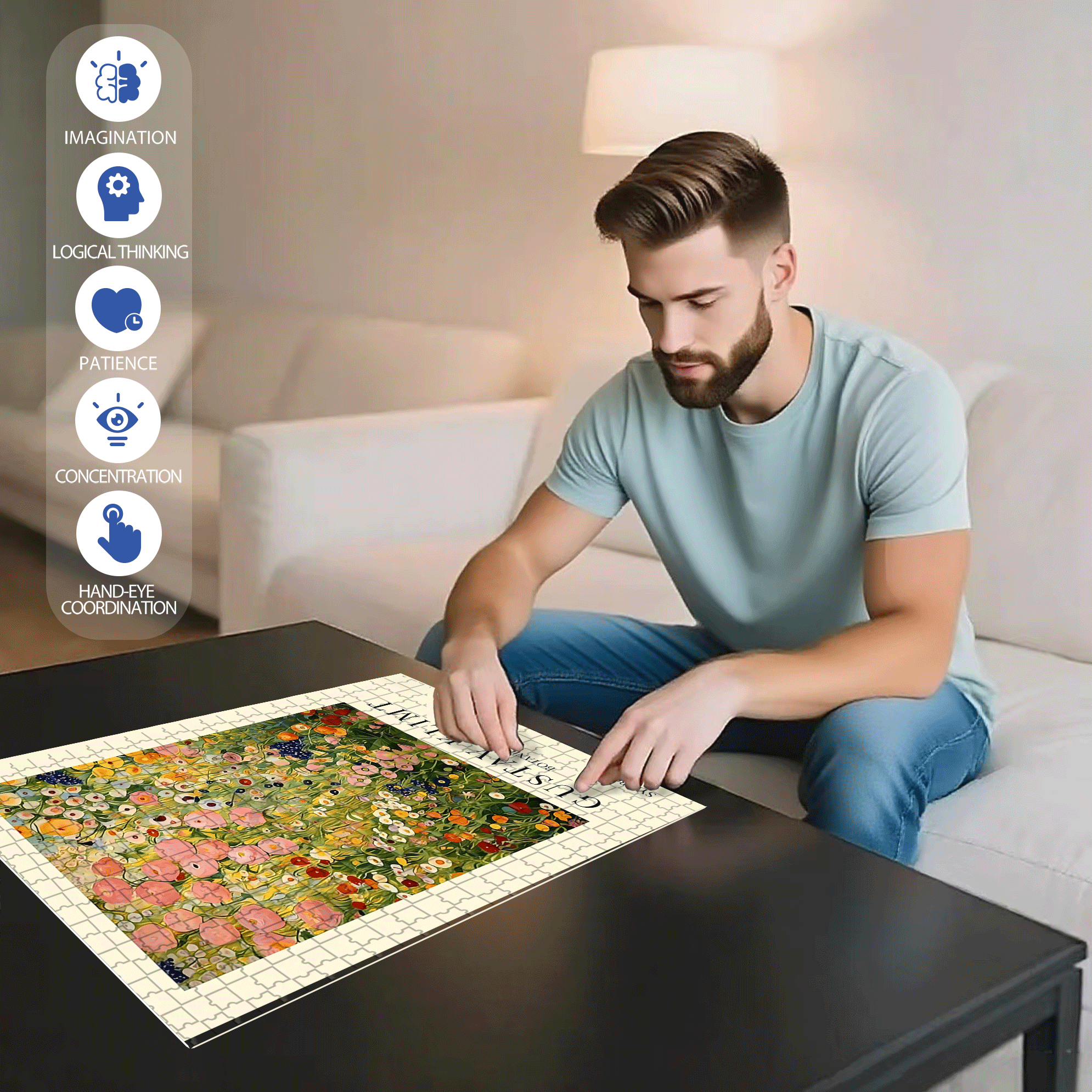 Floral Landscape 500pcs/1000pcs Jigsaw Puzzle, Scratch-Resistant, Interactive Family Game & Brain-Boosting DIY Decor, Perfect for Halloween, Christmas & New Year Gifts, Family Puzzle Game