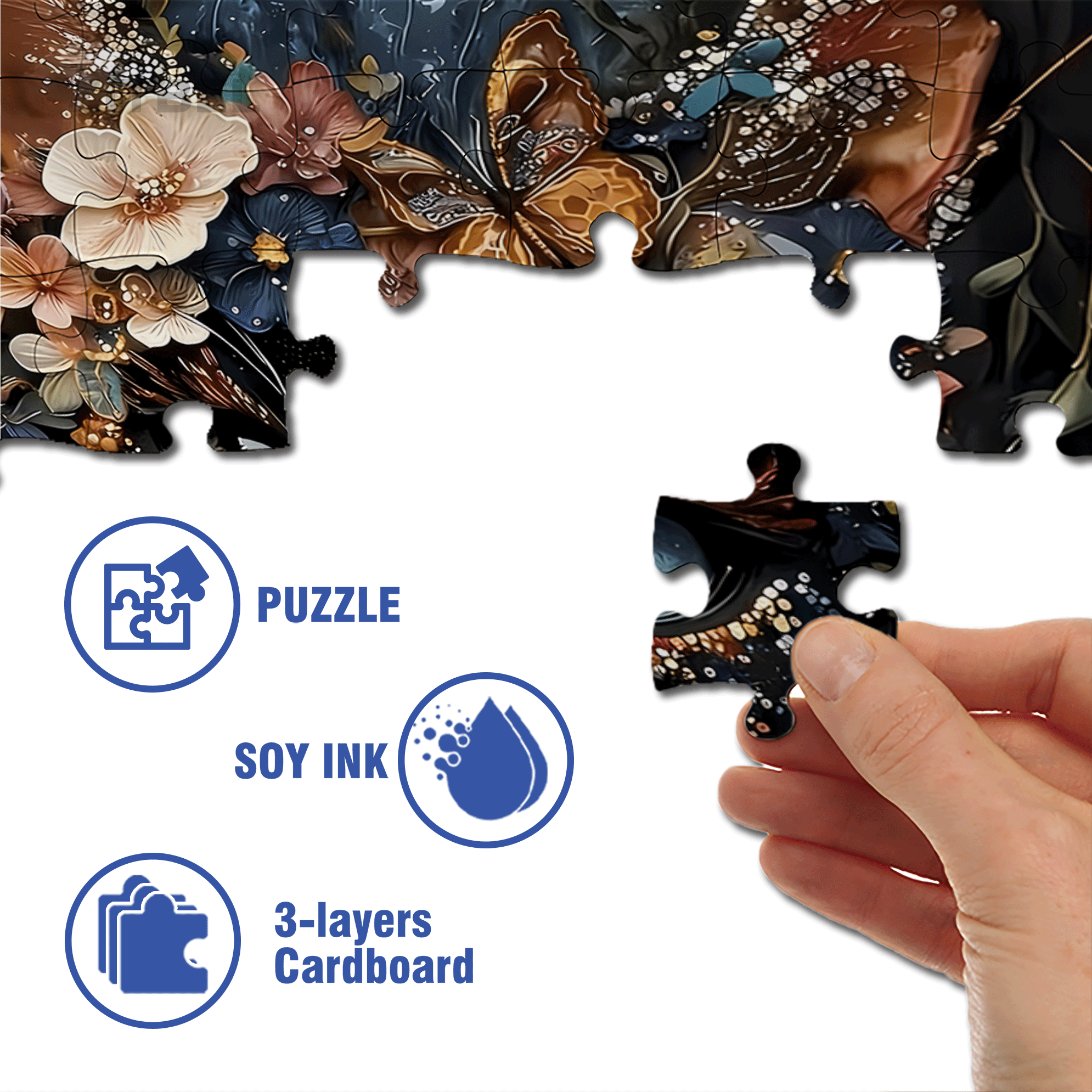 Flowery Civet 500pcs/1000pcs Jigsaw Puzzle, Scratch-Resistant, Interactive Family Game & Brain-Boosting DIY Decor, Perfect for Halloween, Christmas & New Year Gifts, Family Puzzle Game