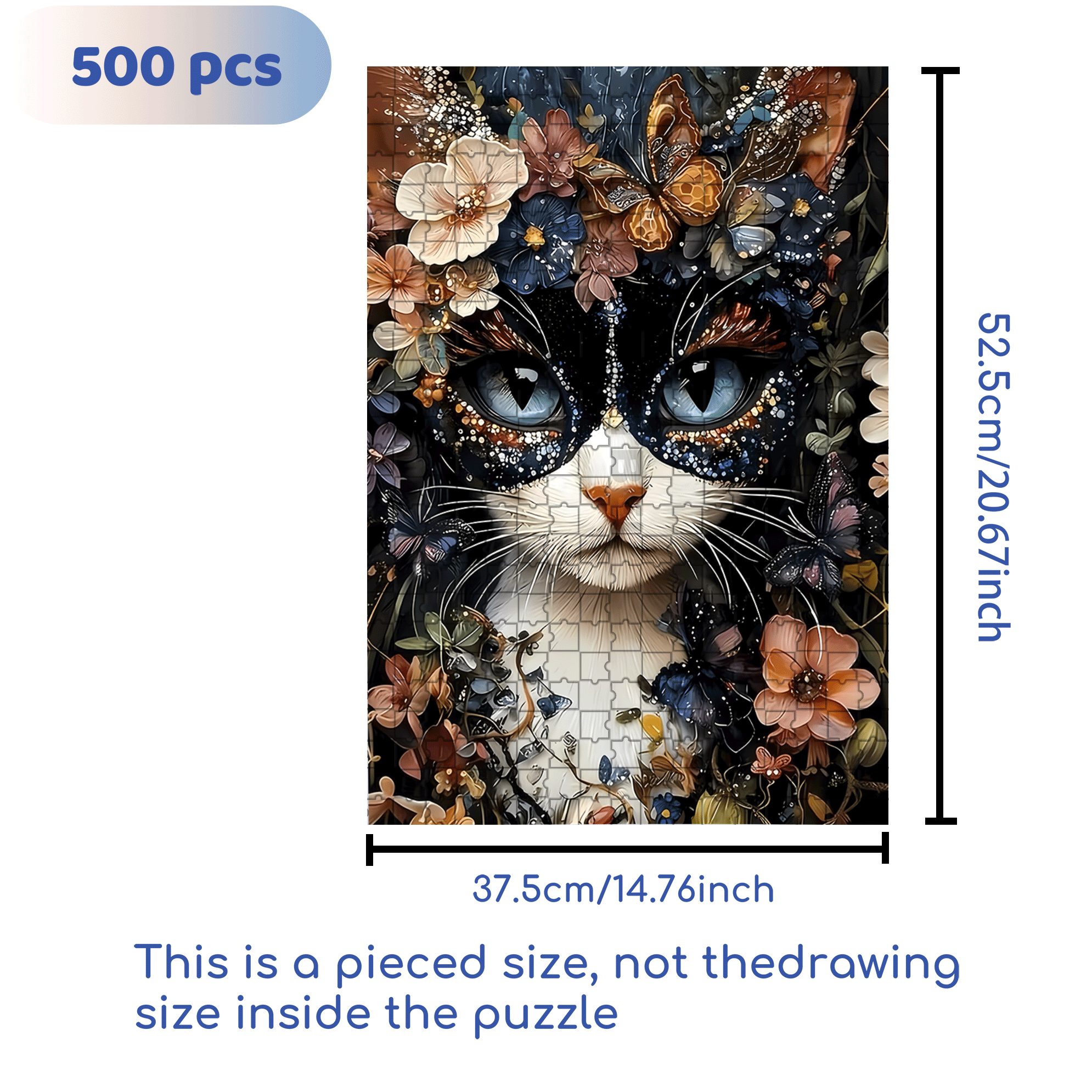 Flowery Civet 500pcs/1000pcs Jigsaw Puzzle, Scratch-Resistant, Interactive Family Game & Brain-Boosting DIY Decor, Perfect for Halloween, Christmas & New Year Gifts, Family Puzzle Game