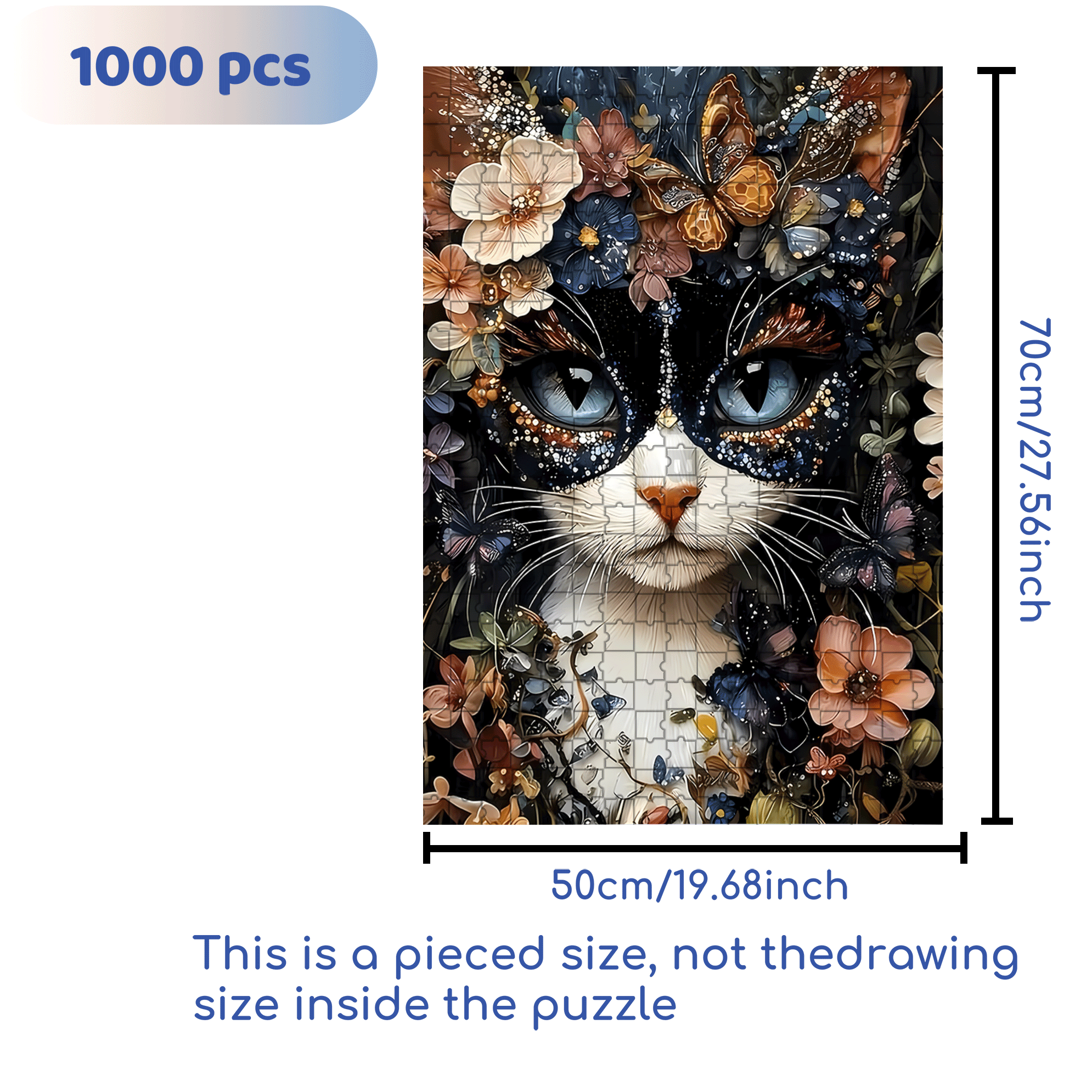 Flowery Civet 500pcs/1000pcs Jigsaw Puzzle, Scratch-Resistant, Interactive Family Game & Brain-Boosting DIY Decor, Perfect for Halloween, Christmas & New Year Gifts, Family Puzzle Game
