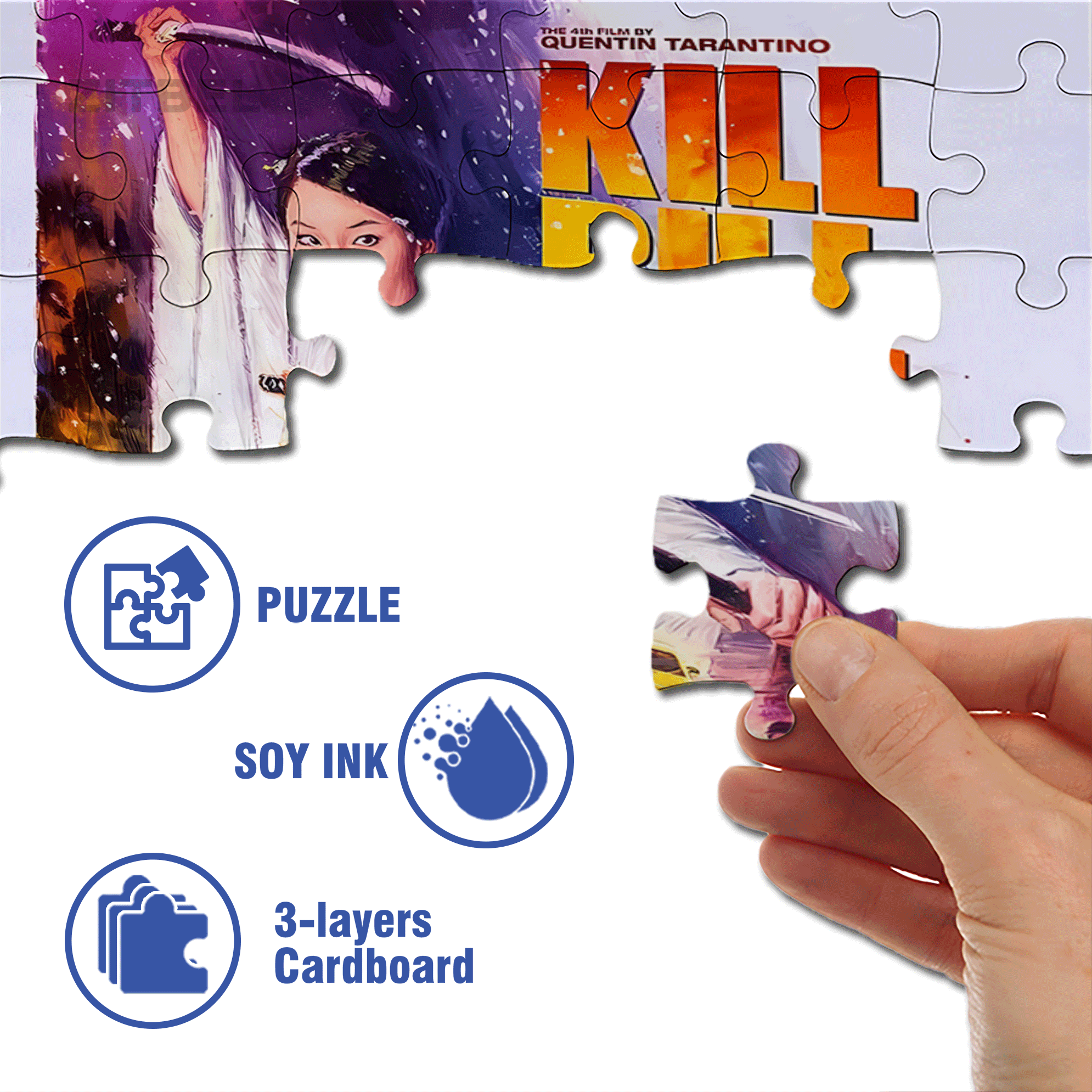 Kill Bill 500pcs/1000pcs Jigsaw Puzzle, Scratch-Resistant, Interactive Family Game & Brain-Boosting DIY Decor, Perfect for Halloween, Christmas & New Year Gifts, Family Puzzle Game