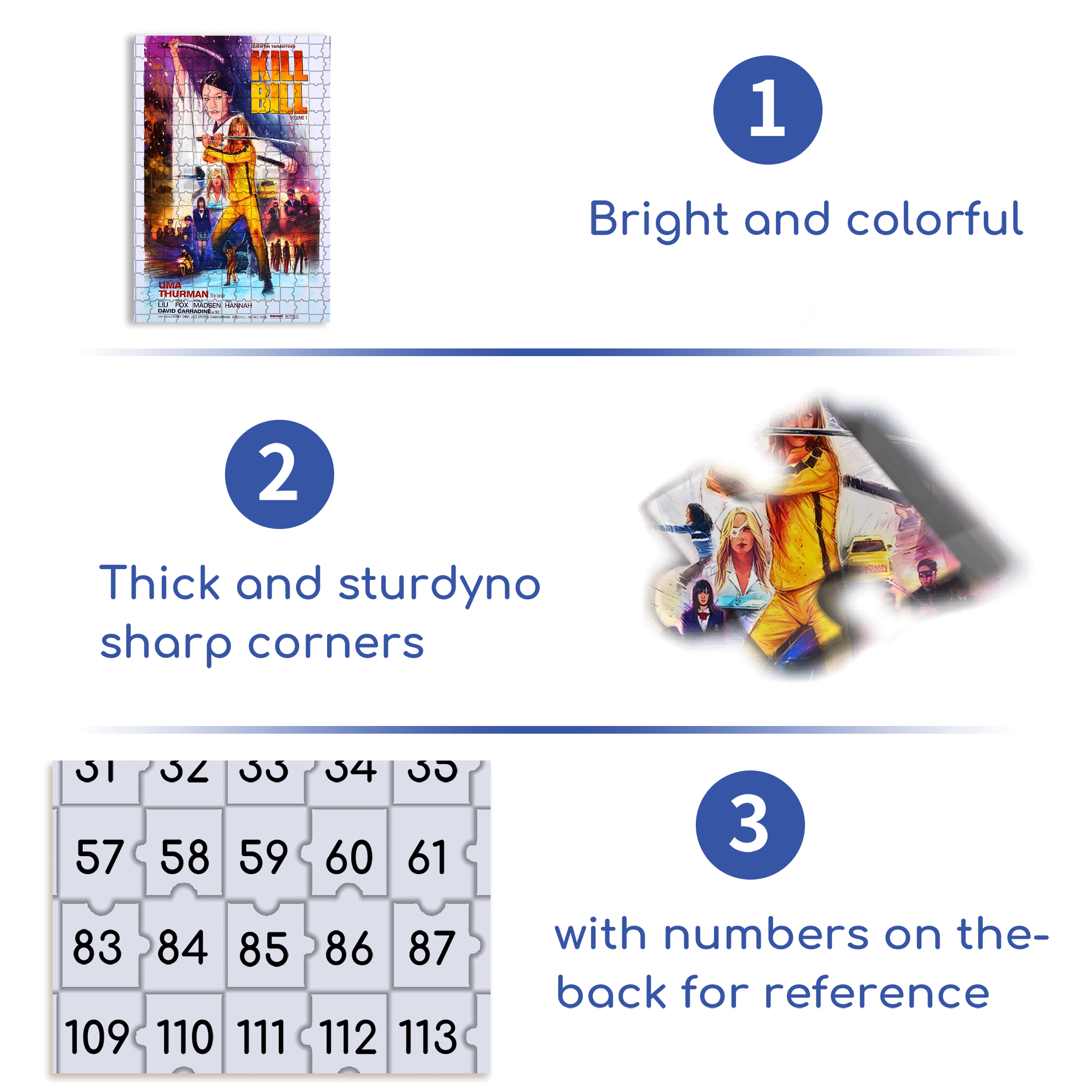 Kill Bill 500pcs/1000pcs Jigsaw Puzzle, Scratch-Resistant, Interactive Family Game & Brain-Boosting DIY Decor, Perfect for Halloween, Christmas & New Year Gifts, Family Puzzle Game