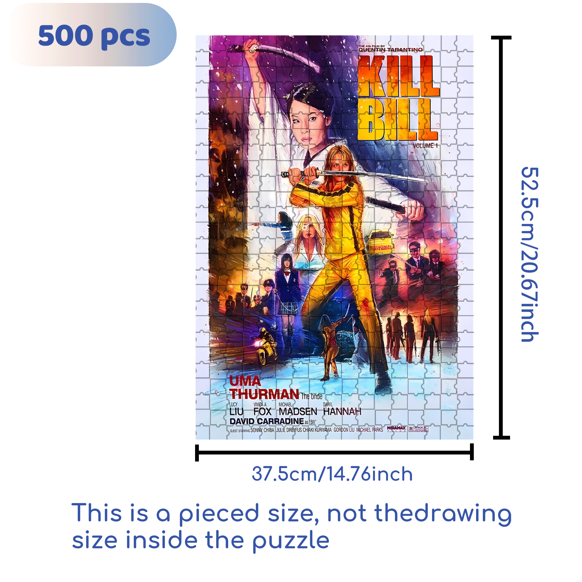 Kill Bill 500pcs/1000pcs Jigsaw Puzzle, Scratch-Resistant, Interactive Family Game & Brain-Boosting DIY Decor, Perfect for Halloween, Christmas & New Year Gifts, Family Puzzle Game