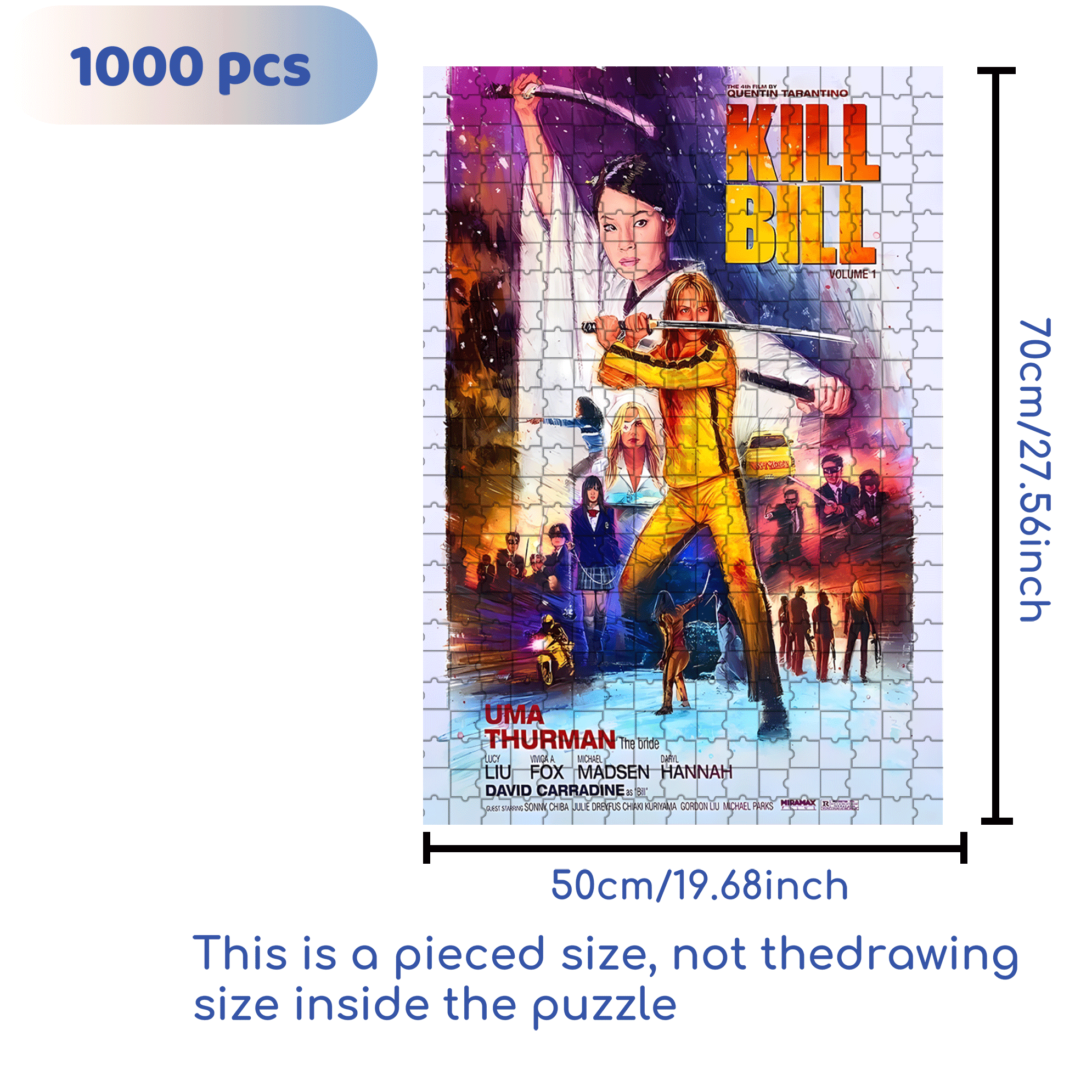 Kill Bill 500pcs/1000pcs Jigsaw Puzzle, Scratch-Resistant, Interactive Family Game & Brain-Boosting DIY Decor, Perfect for Halloween, Christmas & New Year Gifts, Family Puzzle Game