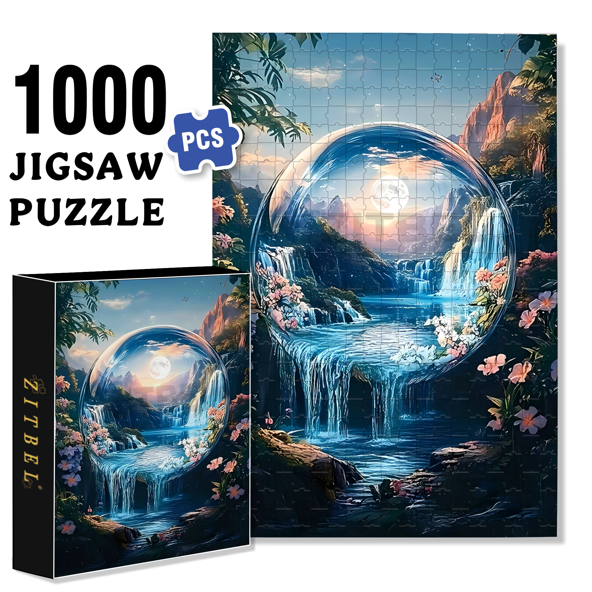 Landscape in a Crystal Ball 500pcs/1000pcs Jigsaw Puzzle, Scratch-Resistant, Interactive Family Game & Brain-Boosting DIY Decor, Perfect for Halloween, Christmas & New Year Gifts, Family Puzzle Game