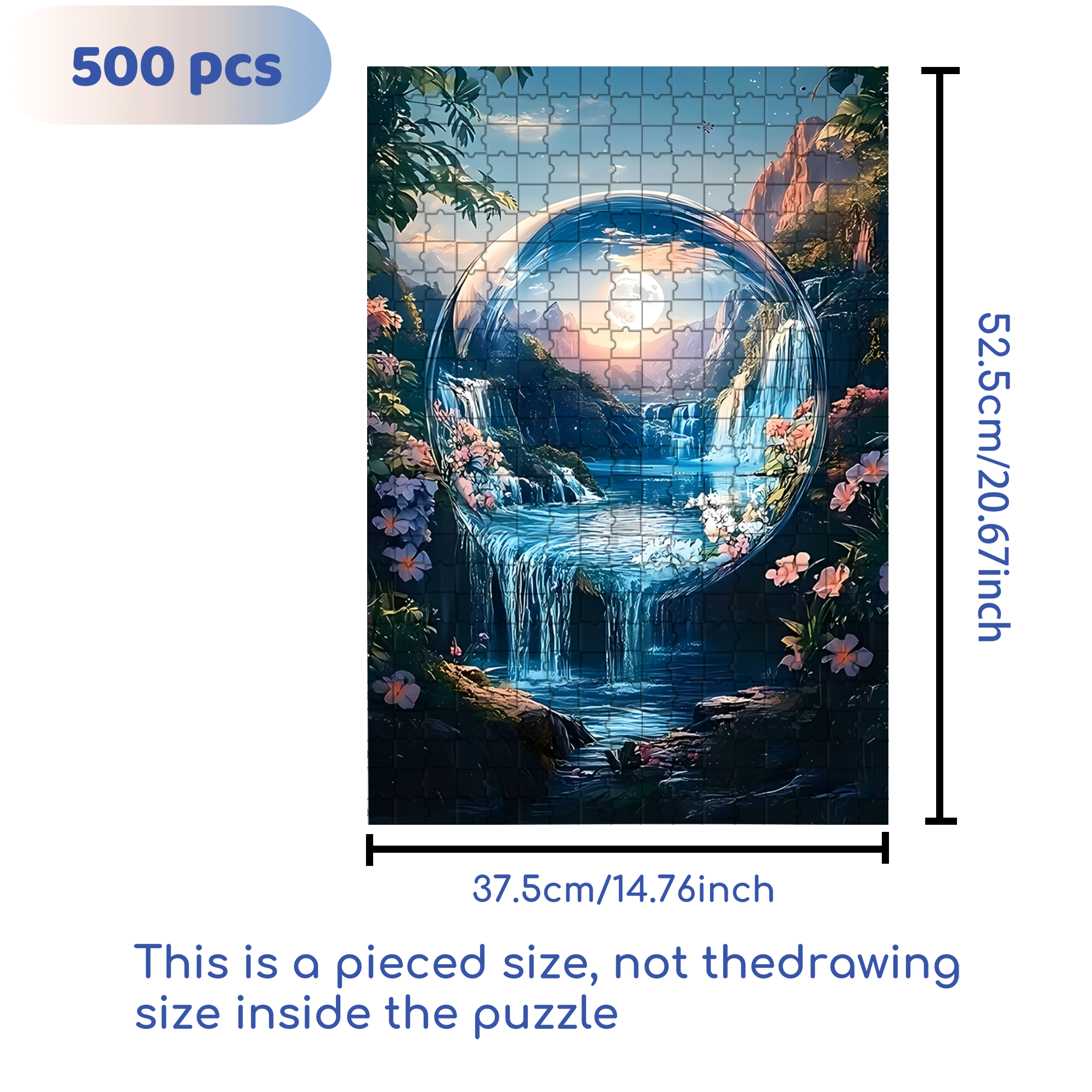 Landscape in a Crystal Ball 500pcs/1000pcs Jigsaw Puzzle, Scratch-Resistant, Interactive Family Game & Brain-Boosting DIY Decor, Perfect for Halloween, Christmas & New Year Gifts, Family Puzzle Game
