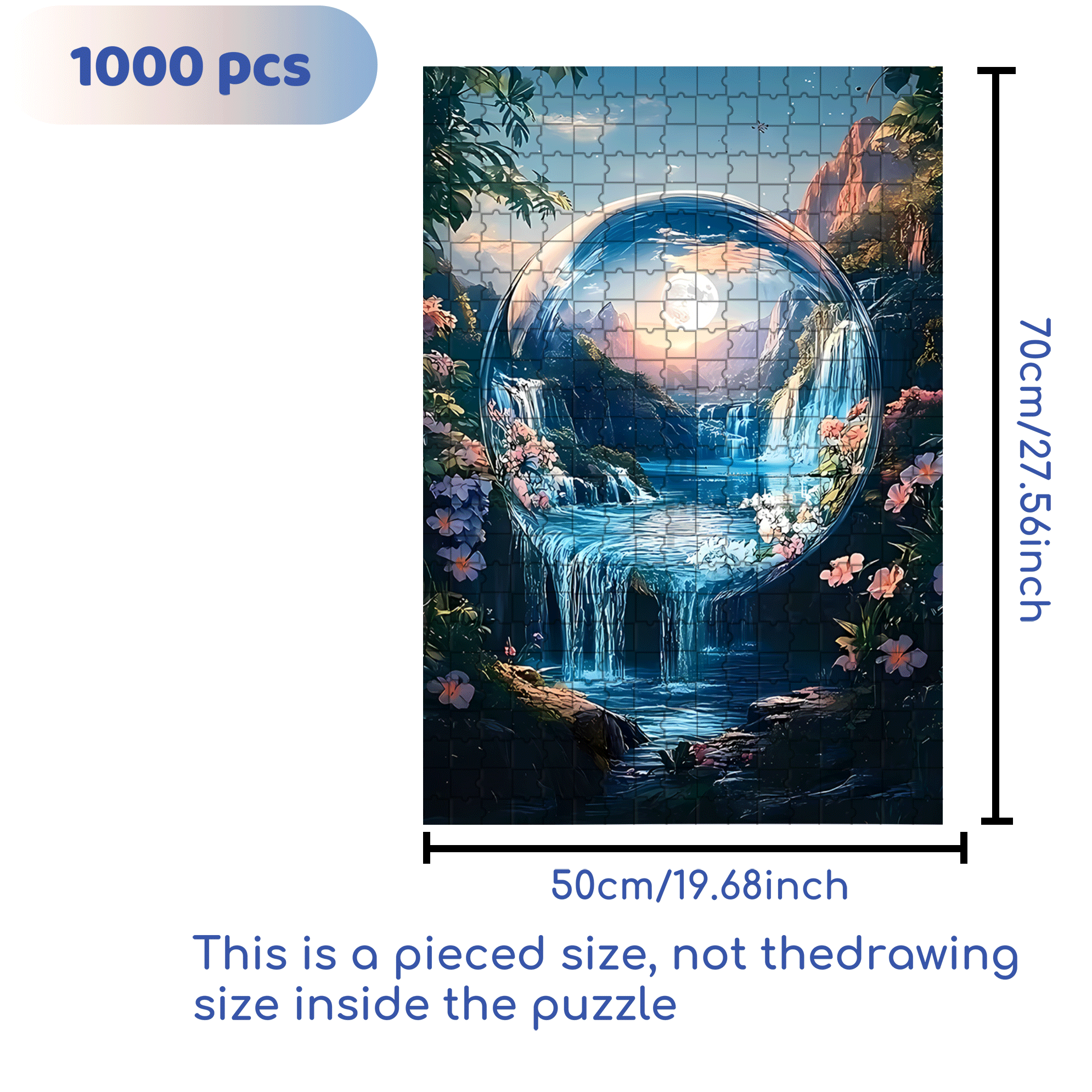 Landscape in a Crystal Ball 500pcs/1000pcs Jigsaw Puzzle, Scratch-Resistant, Interactive Family Game & Brain-Boosting DIY Decor, Perfect for Halloween, Christmas & New Year Gifts, Family Puzzle Game