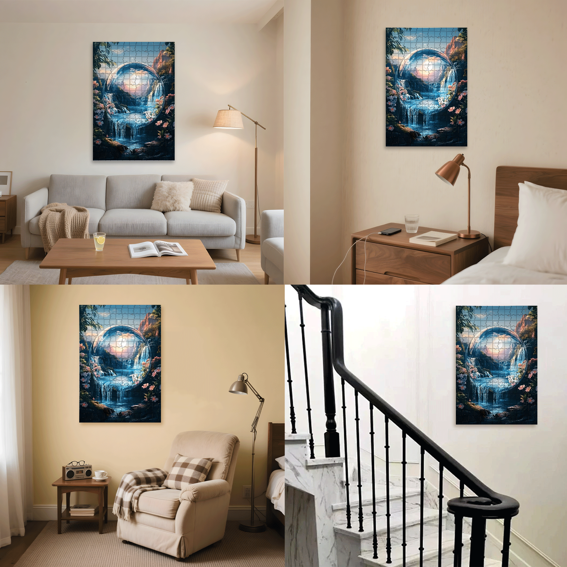 Landscape in a Crystal Ball 500pcs/1000pcs Jigsaw Puzzle, Scratch-Resistant, Interactive Family Game & Brain-Boosting DIY Decor, Perfect for Halloween, Christmas & New Year Gifts, Family Puzzle Game