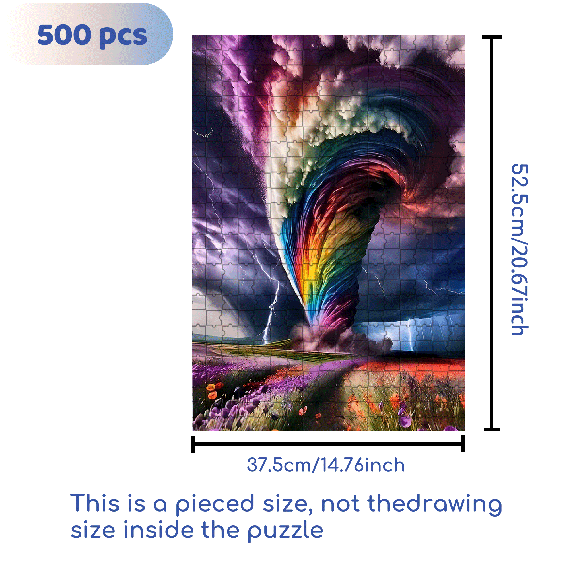 Large Tornado Storm with Rainbow 500pcs/1000pcs Jigsaw Puzzle, Scratch-Resistant, Interactive Family Game & Brain-Boosting DIY Decor, Perfect for Halloween, Christmas & New Year Gifts, Family Puzzle Game