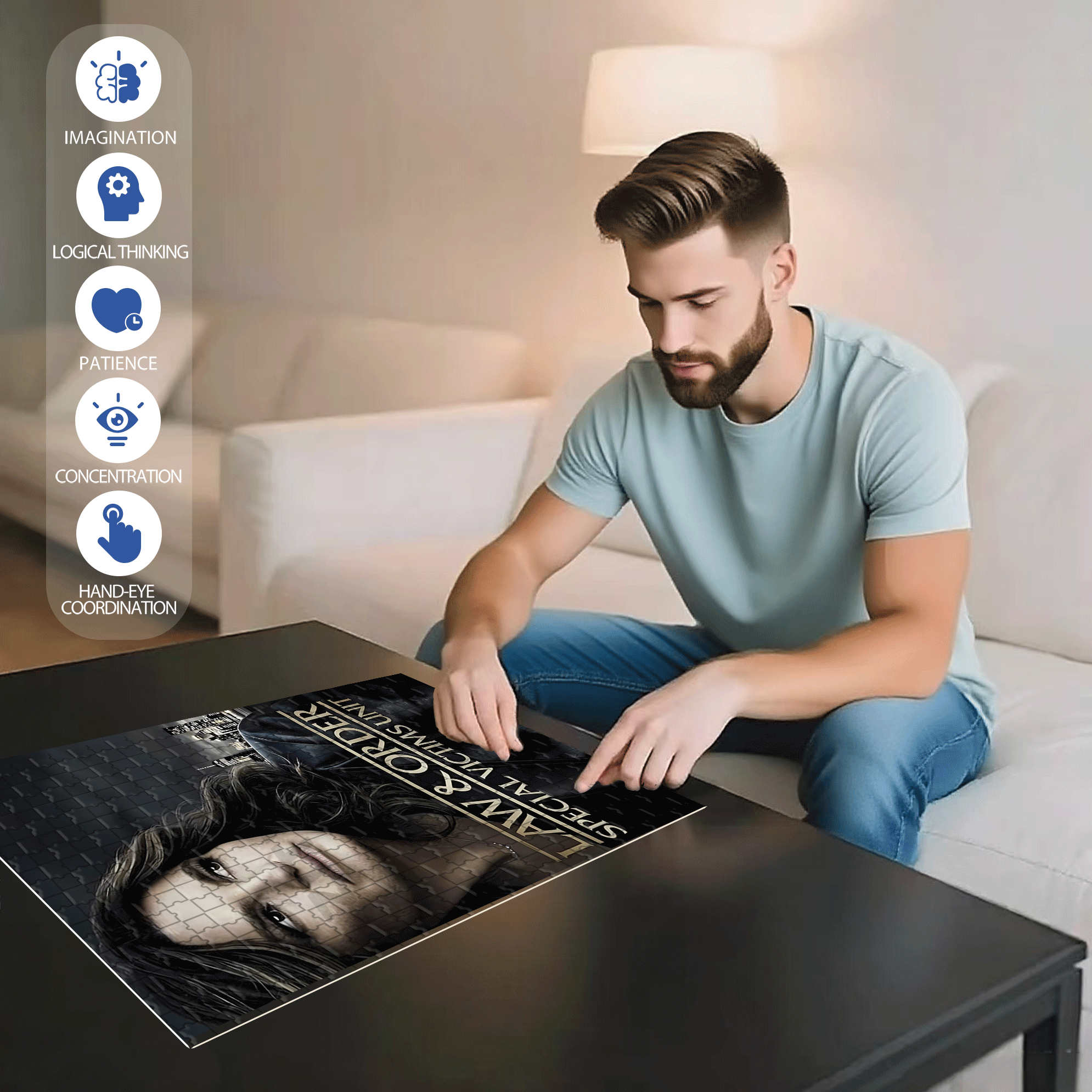 Law & Order SVU 500pcs/1000pcs Jigsaw Puzzle, Scratch-Resistant, Interactive Family Game & Brain-Boosting DIY Decor, Perfect for Halloween, Christmas & New Year Gifts, Family Puzzle Game
