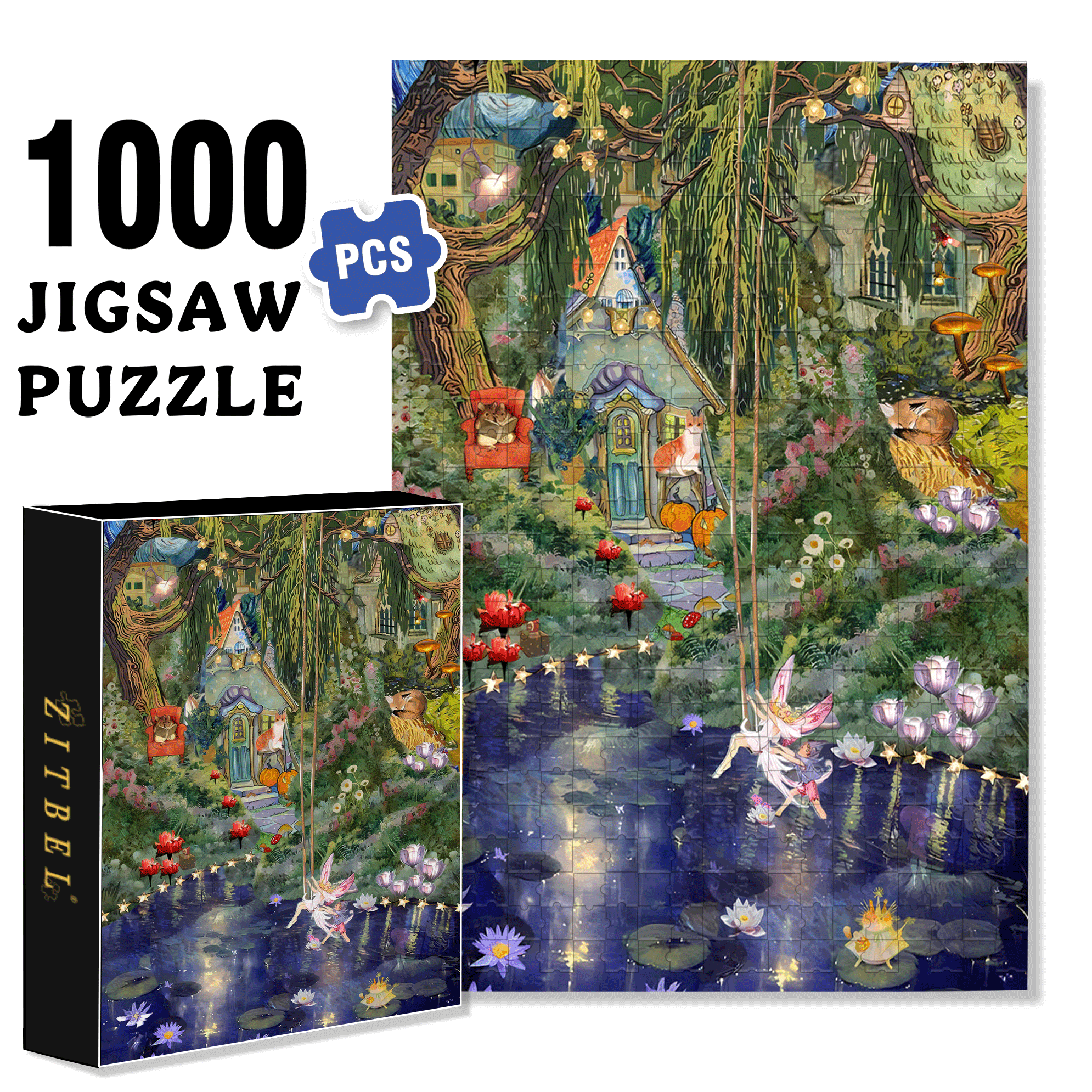 Magic Forest Secret Realm 500pcs/1000pcs Jigsaw Puzzle, Scratch-Resistant, Interactive Family Game & Brain-Boosting DIY Decor, Perfect for Halloween, Christmas & New Year Gifts, Family Puzzle Game