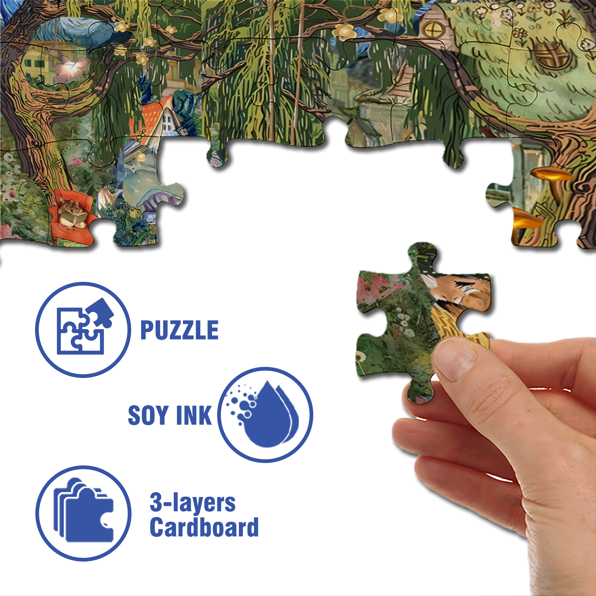 Magic Forest Secret Realm 500pcs/1000pcs Jigsaw Puzzle, Scratch-Resistant, Interactive Family Game & Brain-Boosting DIY Decor, Perfect for Halloween, Christmas & New Year Gifts, Family Puzzle Game