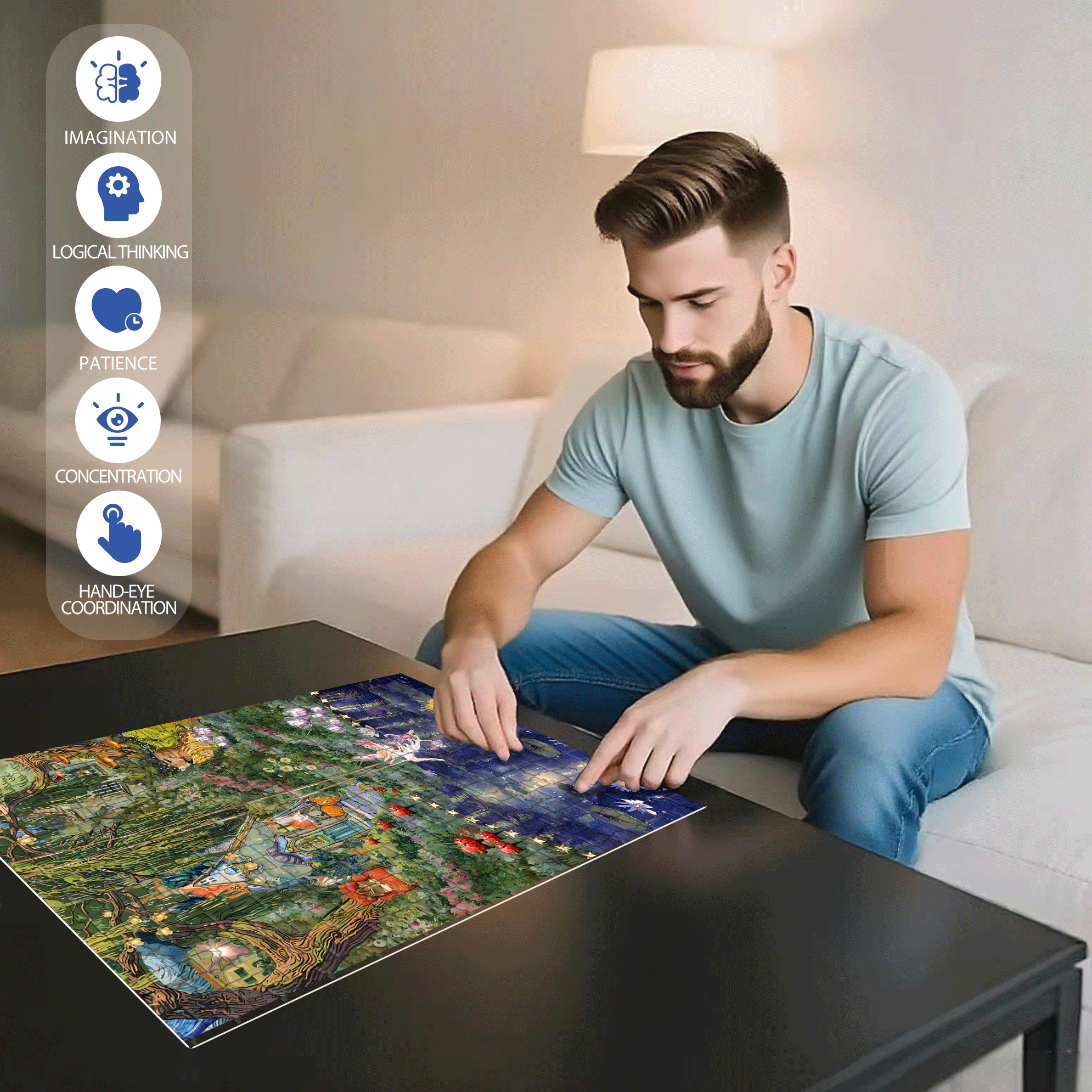 Magic Forest Secret Realm 500pcs/1000pcs Jigsaw Puzzle, Scratch-Resistant, Interactive Family Game & Brain-Boosting DIY Decor, Perfect for Halloween, Christmas & New Year Gifts, Family Puzzle Game